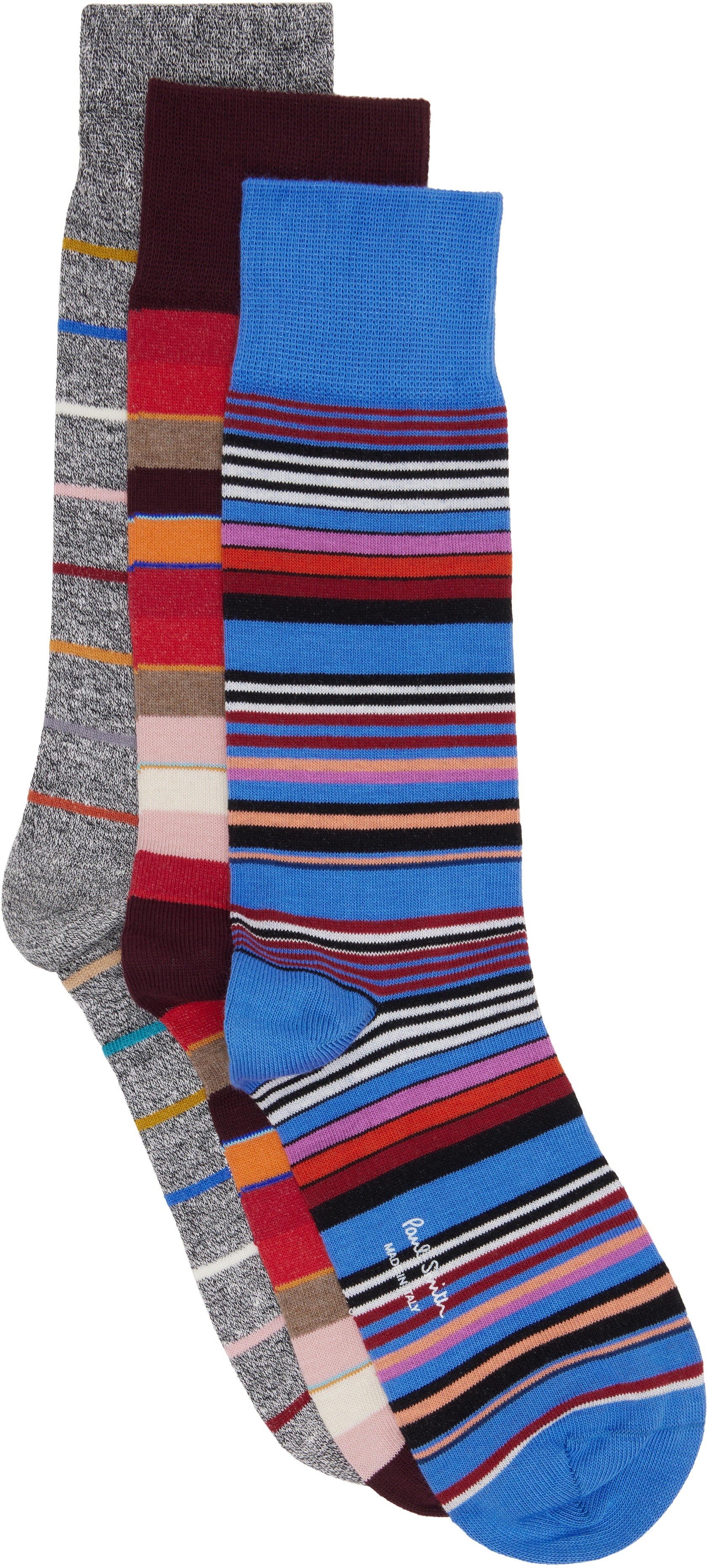 専用★カシミヤ100%✨Paul Smith ポールスミス　マルチカラーボーダー Paul Smith: マルチカラー ボーダー ソックス 3足セット | SSENSE 日本