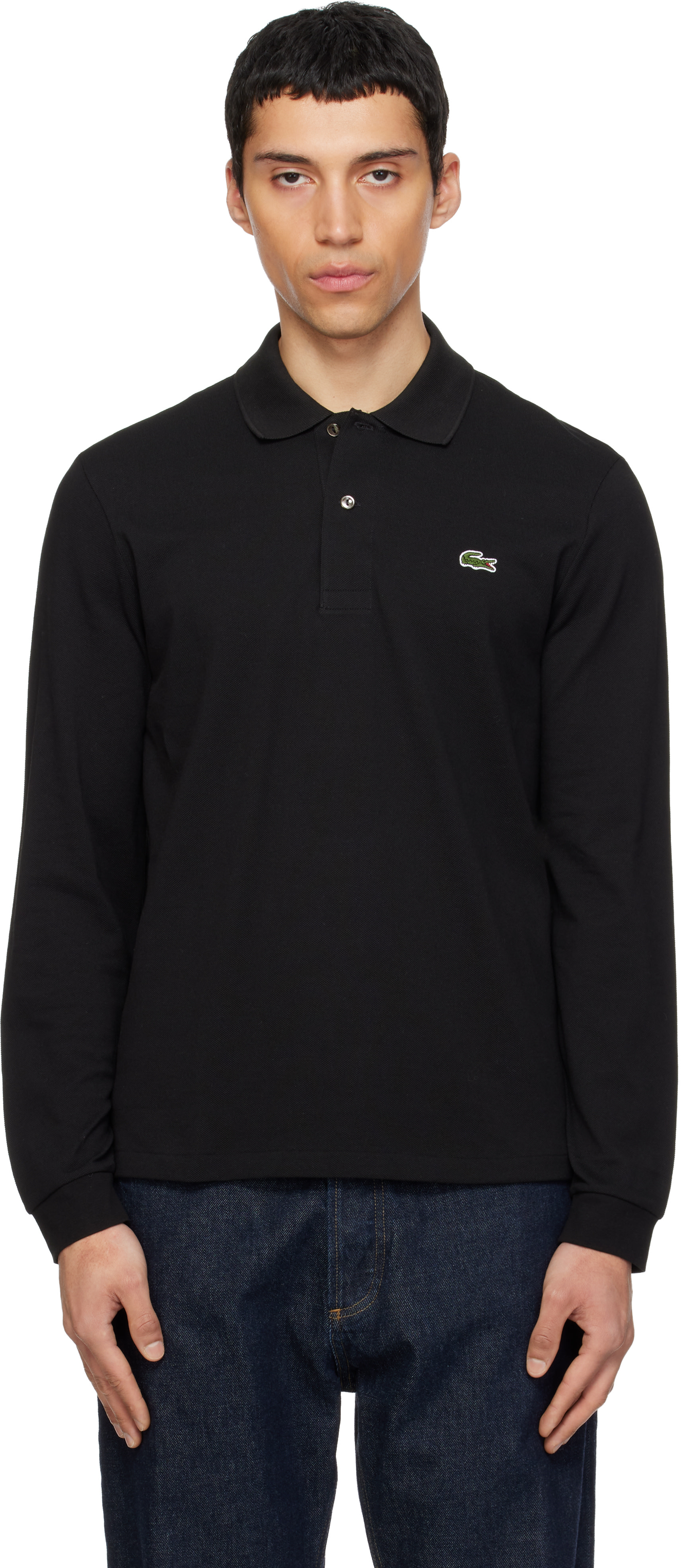 Lacoste: ブラック Classic Fit L.12.12 長袖ポロシャツ | SSENSE 日本
