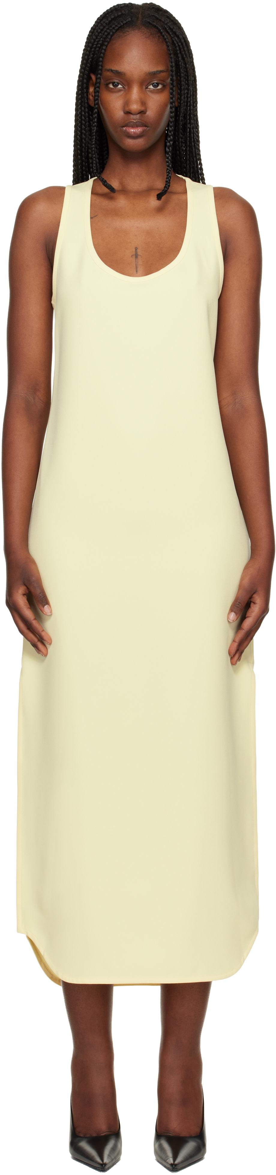 yellow tank dress Hot Girl Summer – Crave Ivy Boutique strap v neckline Essential Cotton Tank Bodycon Midi