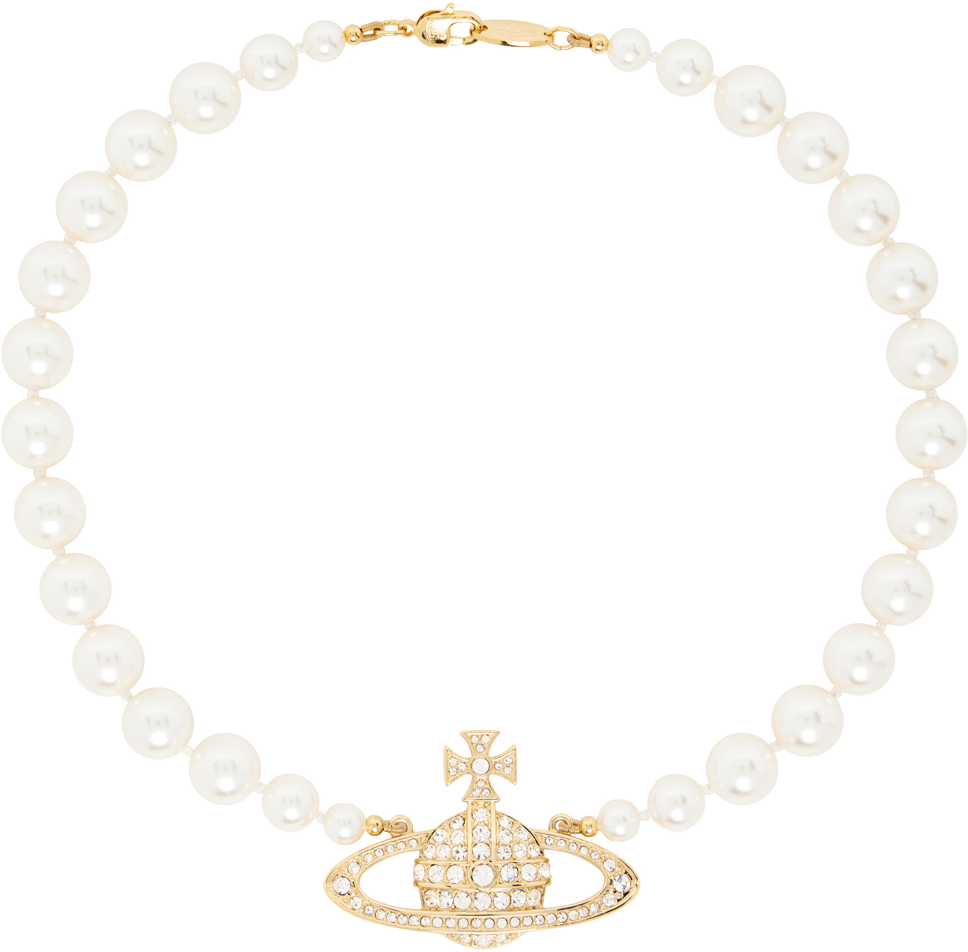 Vivienne Westwood: One Row Bas Relief Faux-Pearl Necklace | SSENSE