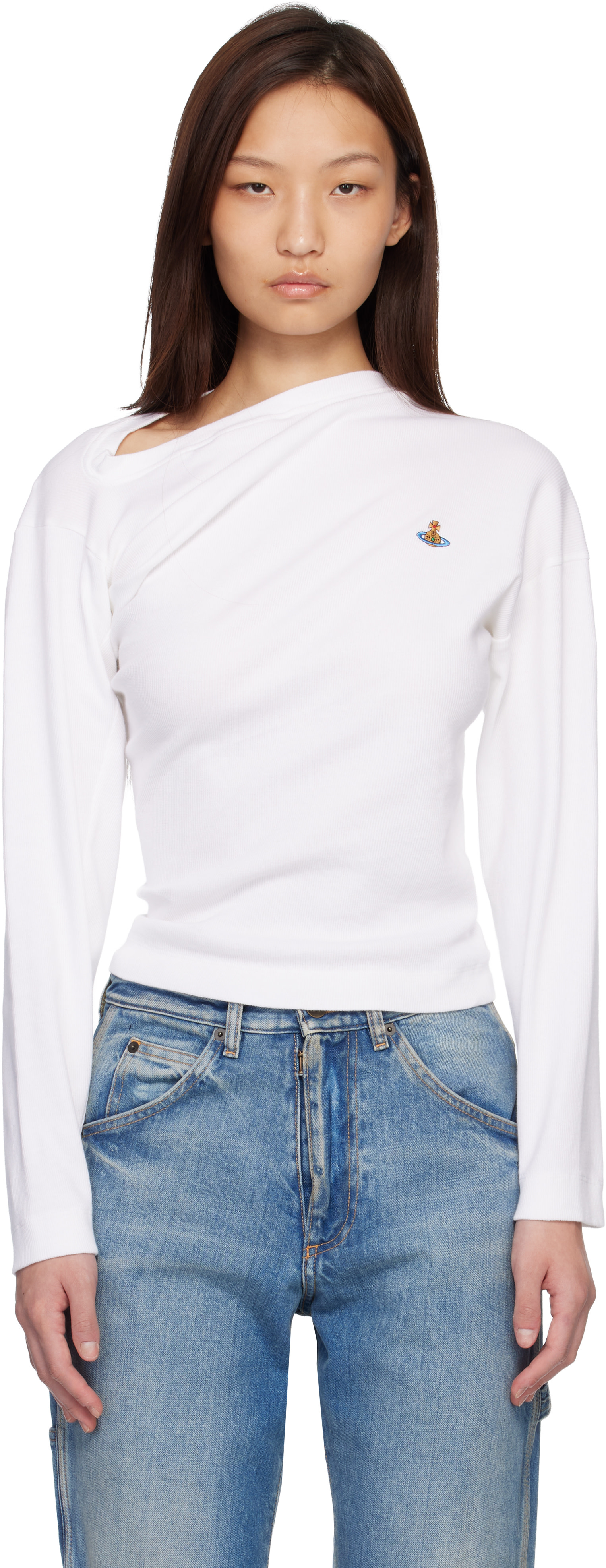 Vivienne Westwood: White Long Sleeve Hebo Top | SSENSE Canada