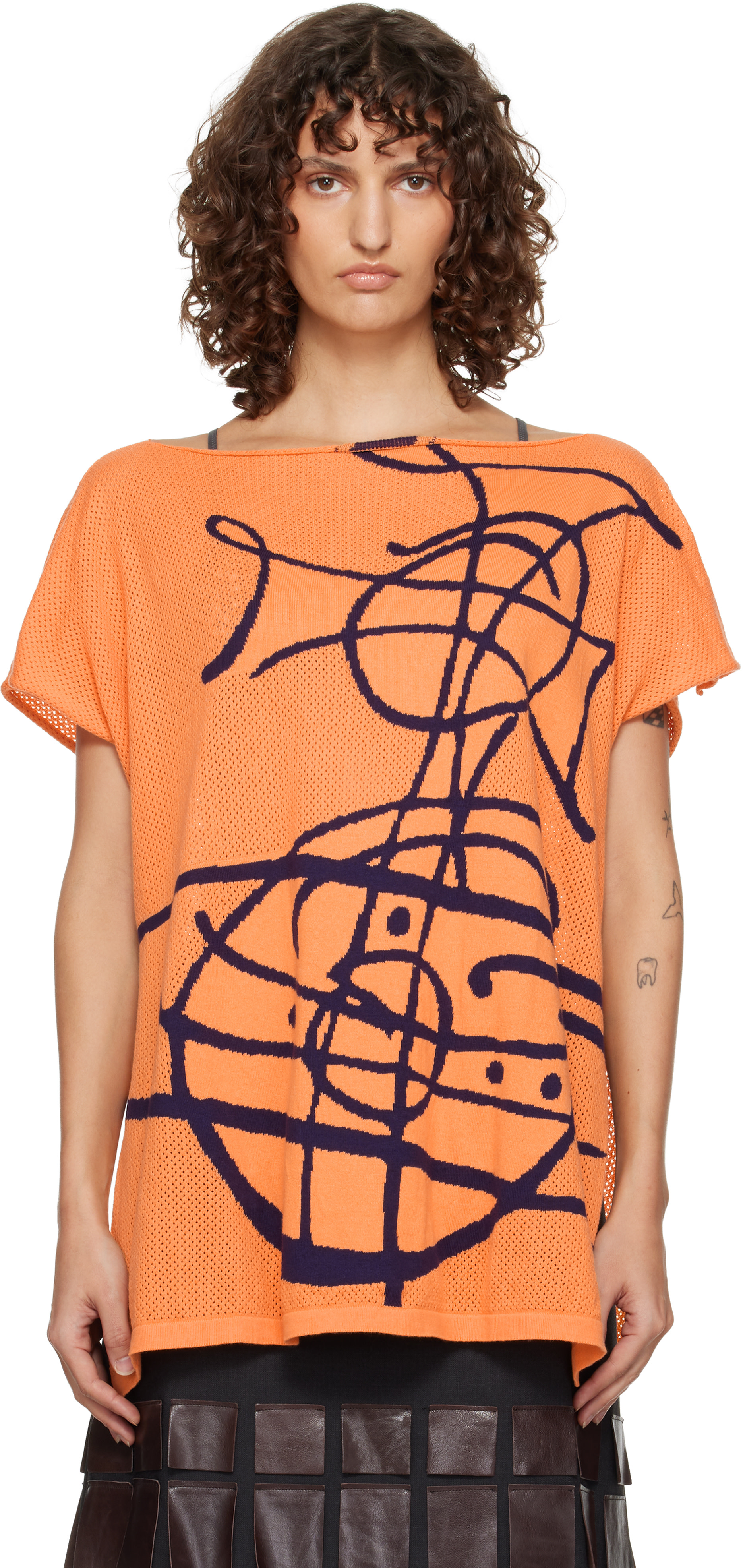 Vivienne Westwood: Orange Beach Top Graffiti Orb Cover-Up Top | SSENSE