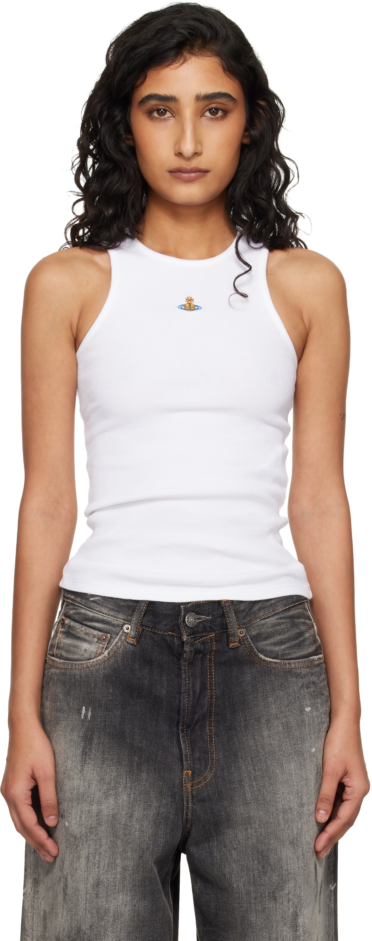 Vivienne Westwood: White Rib Jersey 90s Tank Top | SSENSE