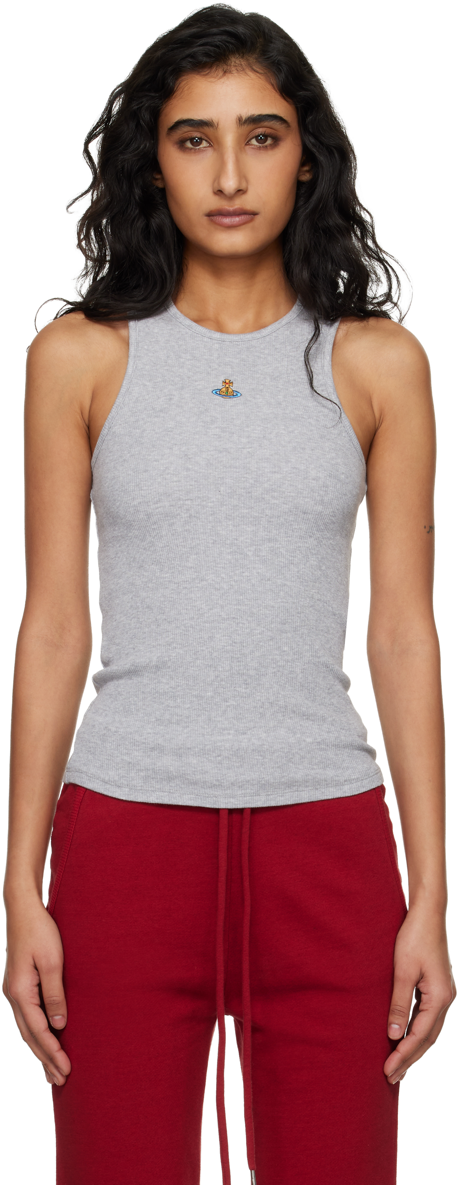 Vivienne Westwood 星柄タンクトップ Vivienne Westwood Lee Women's White Velour Logo Tank Top Blouse
