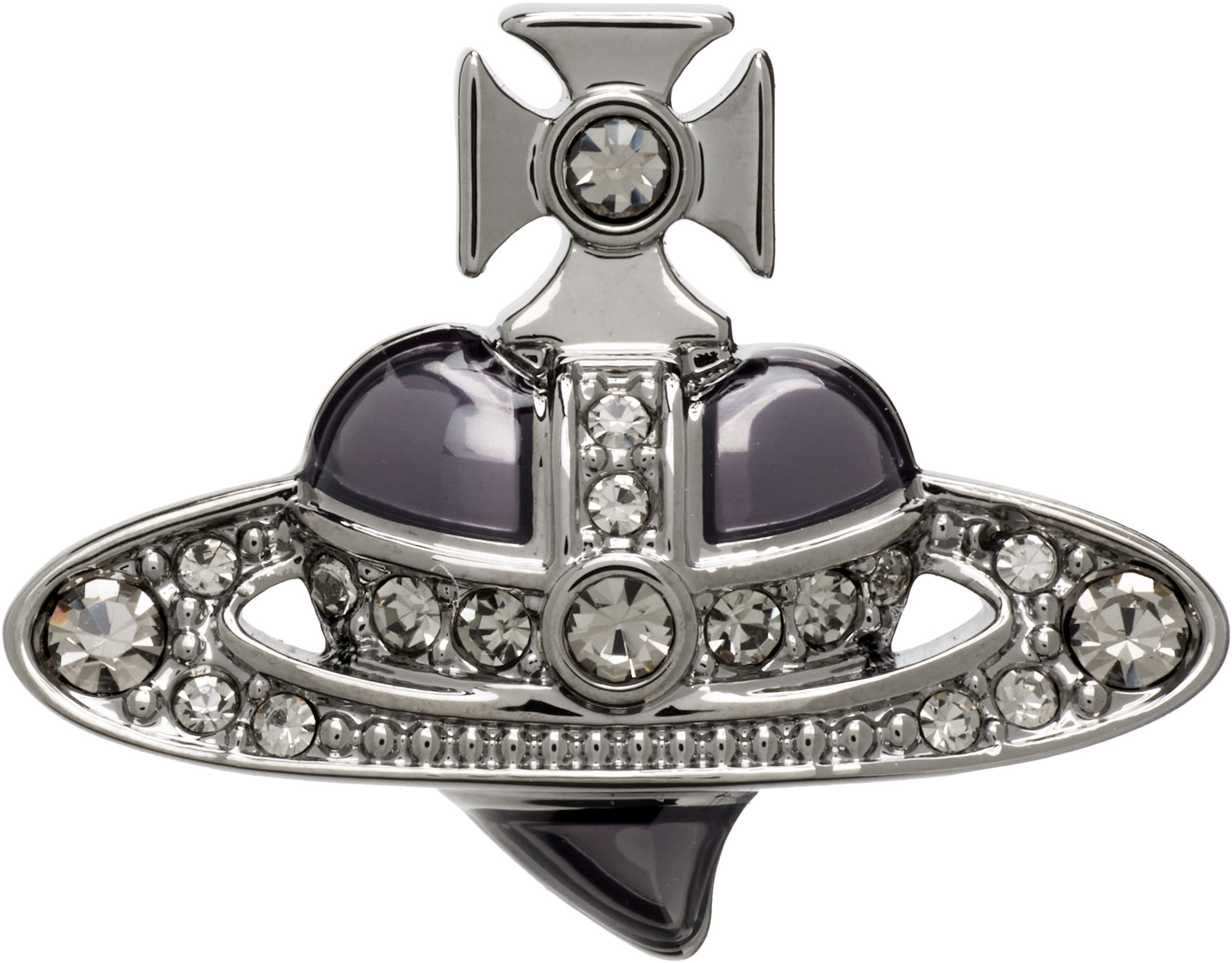 Vivienne Westwood ダイアモンドハートシングルスタッド Vivienne Westwood: Man Diamante Heart Stud Single Earring | SSENSE