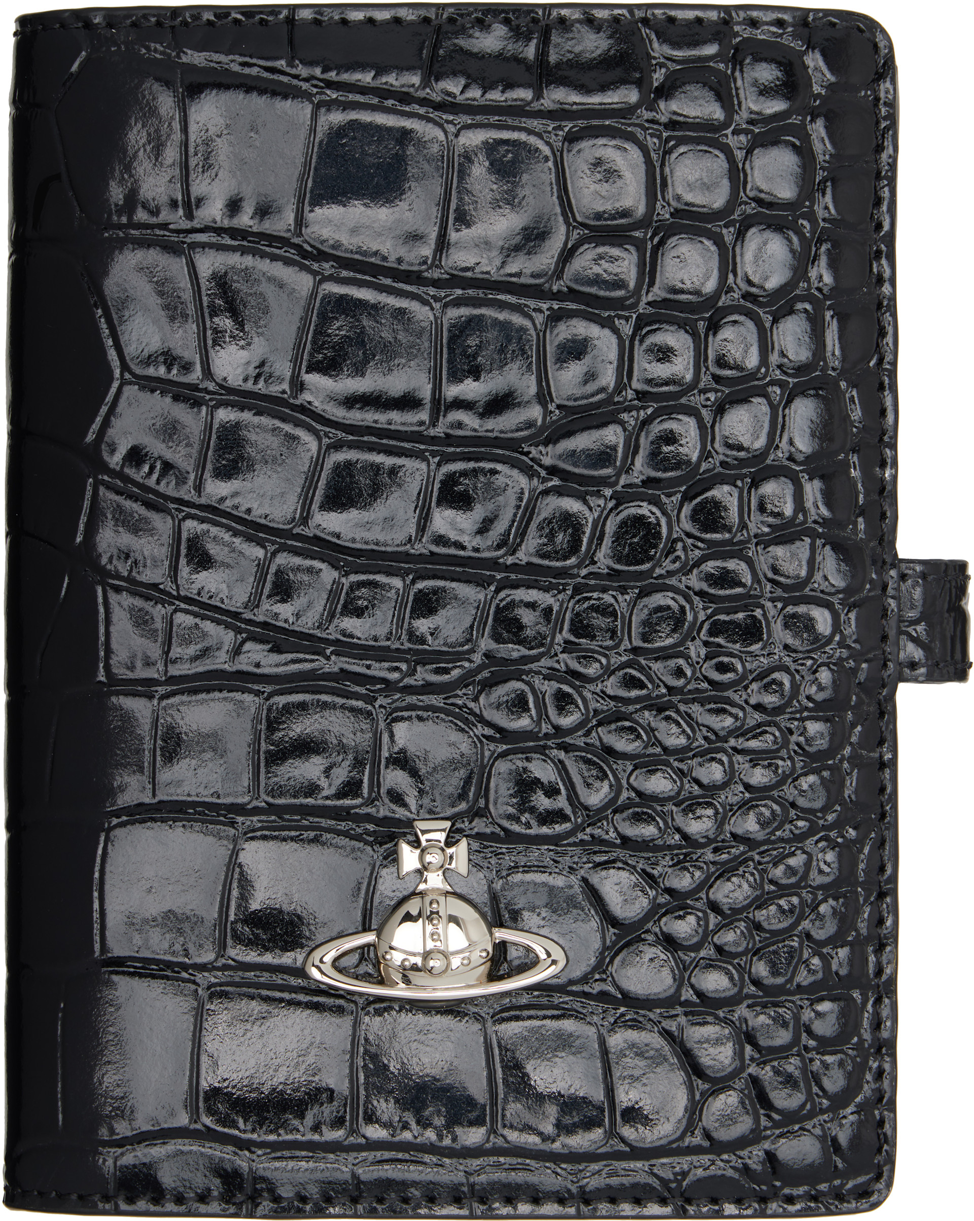 Vivienne Westwood: Black Croc-Embossed Passport Holder | SSENSE
