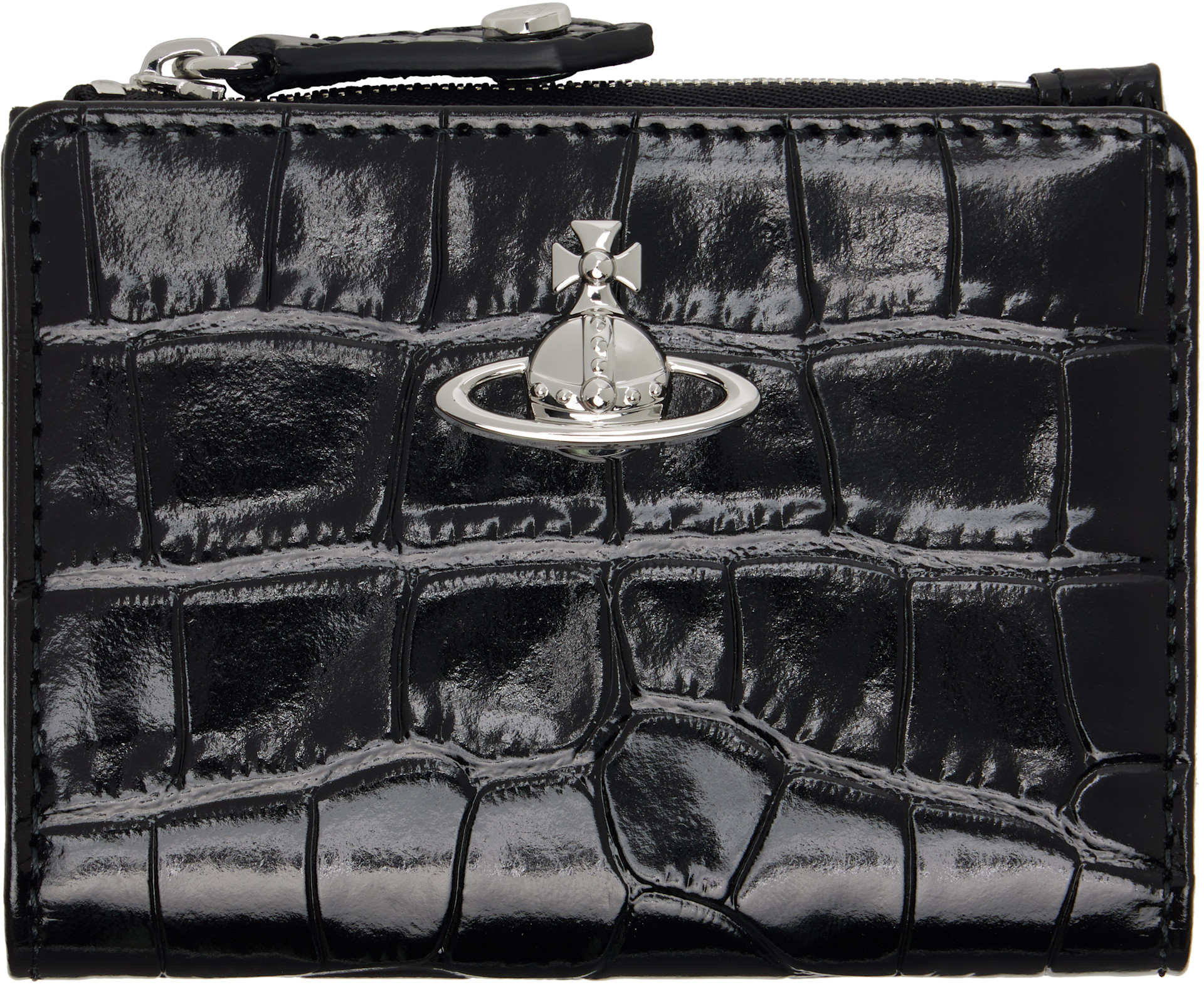 Vivienne Westwood: Black Slim Flap Card Holder | SSENSE