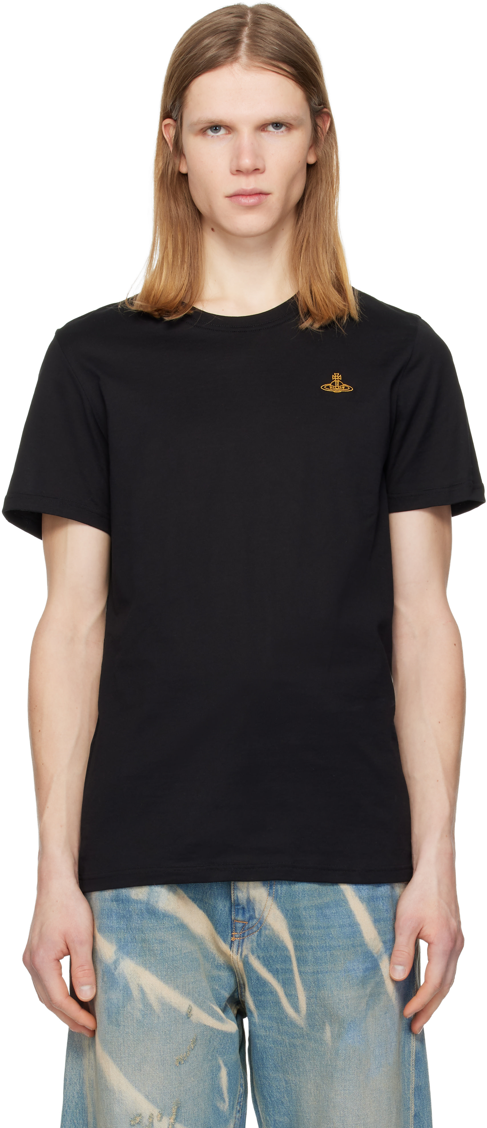 Vivienne Westwood 刺繍 Tシャツ Vivienne Westwood: ブラック ロゴ刺繍 Tシャツ | SSENSE 日本