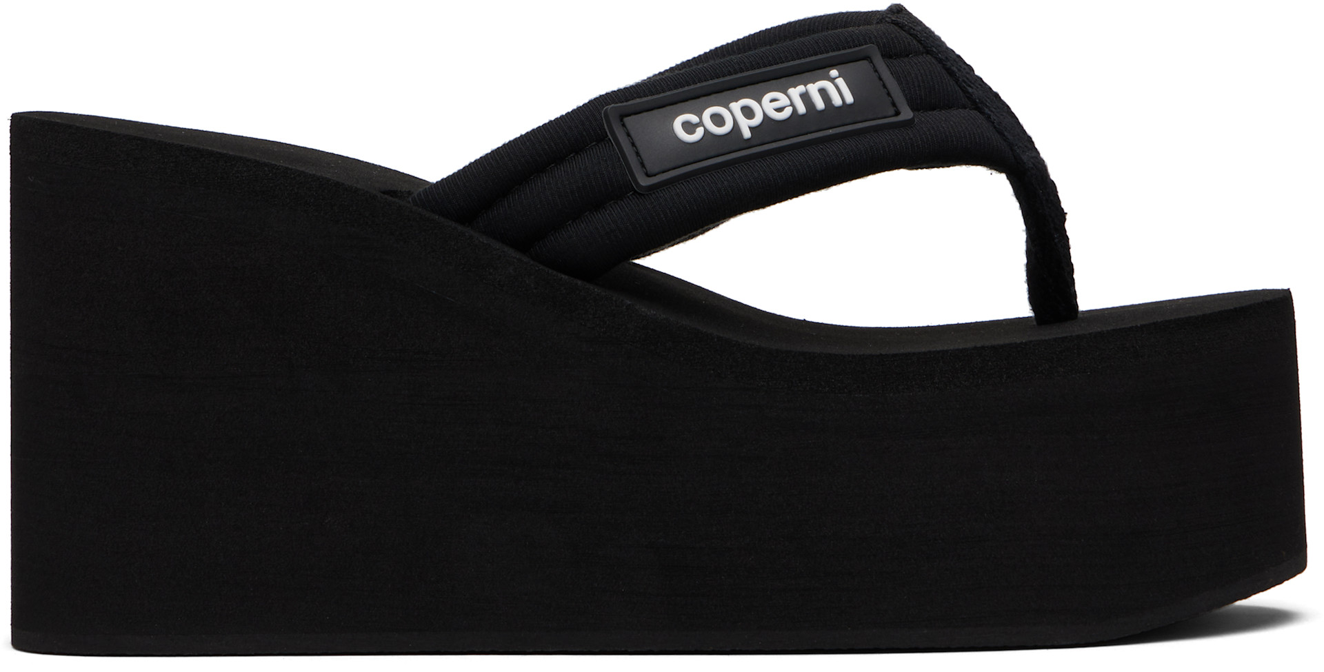 Coperni ブラック ウェッジ ヒールサンダル Coperni: ブラック ウェッジ ヒールサンダル | SSENSE 日本