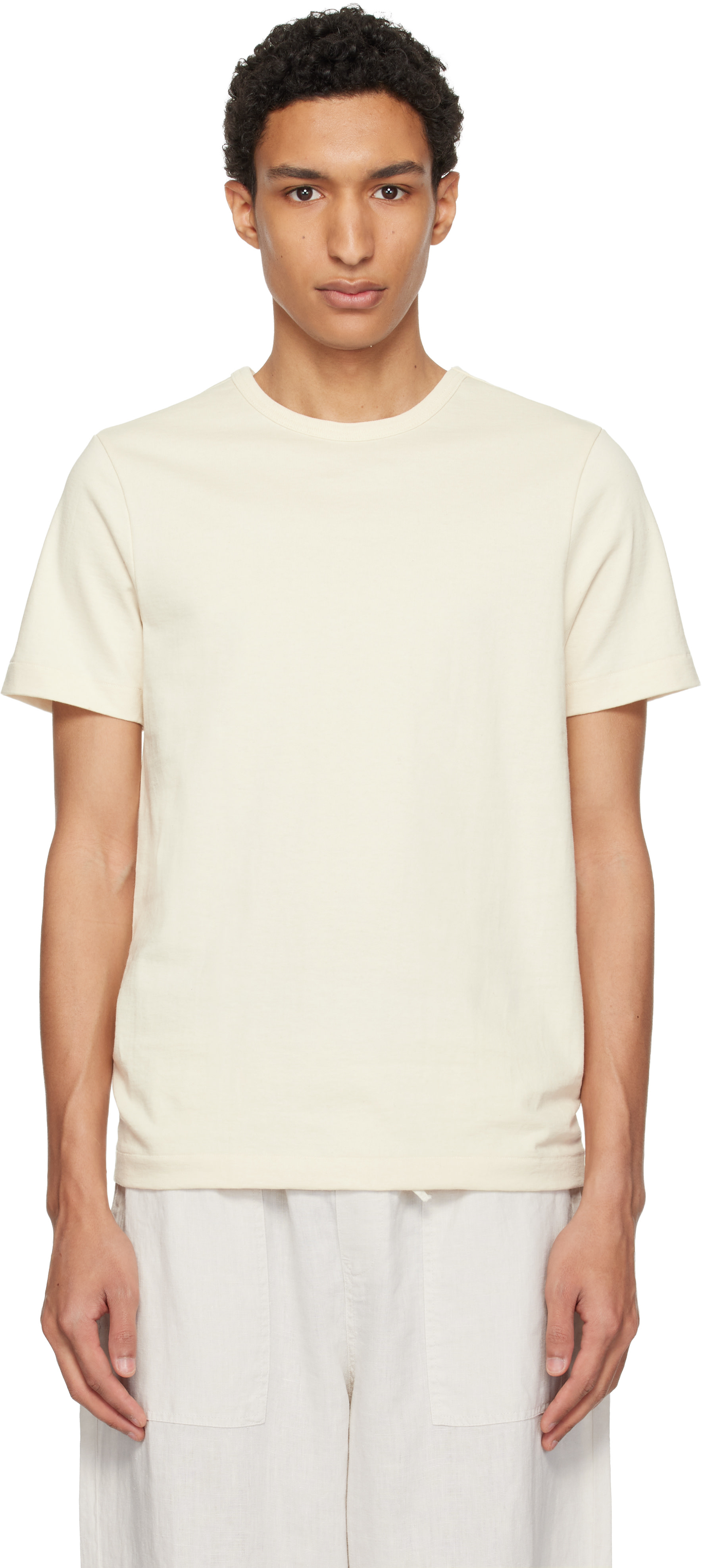 Merz b. Schwanen: オフホワイト 215 Loopwheeled Classic Fit Tシャツ