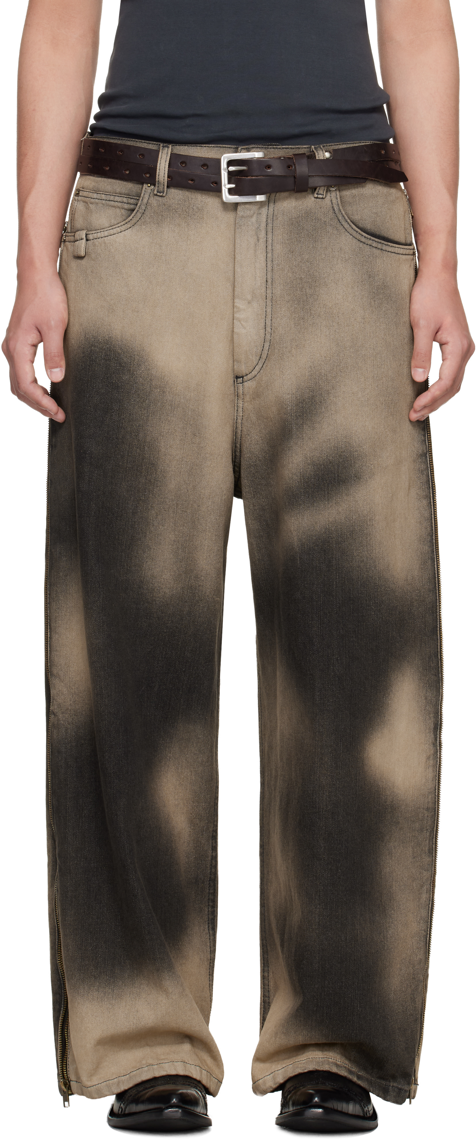 LU'U DAN: Gray Side Zip Jeans | SSENSE