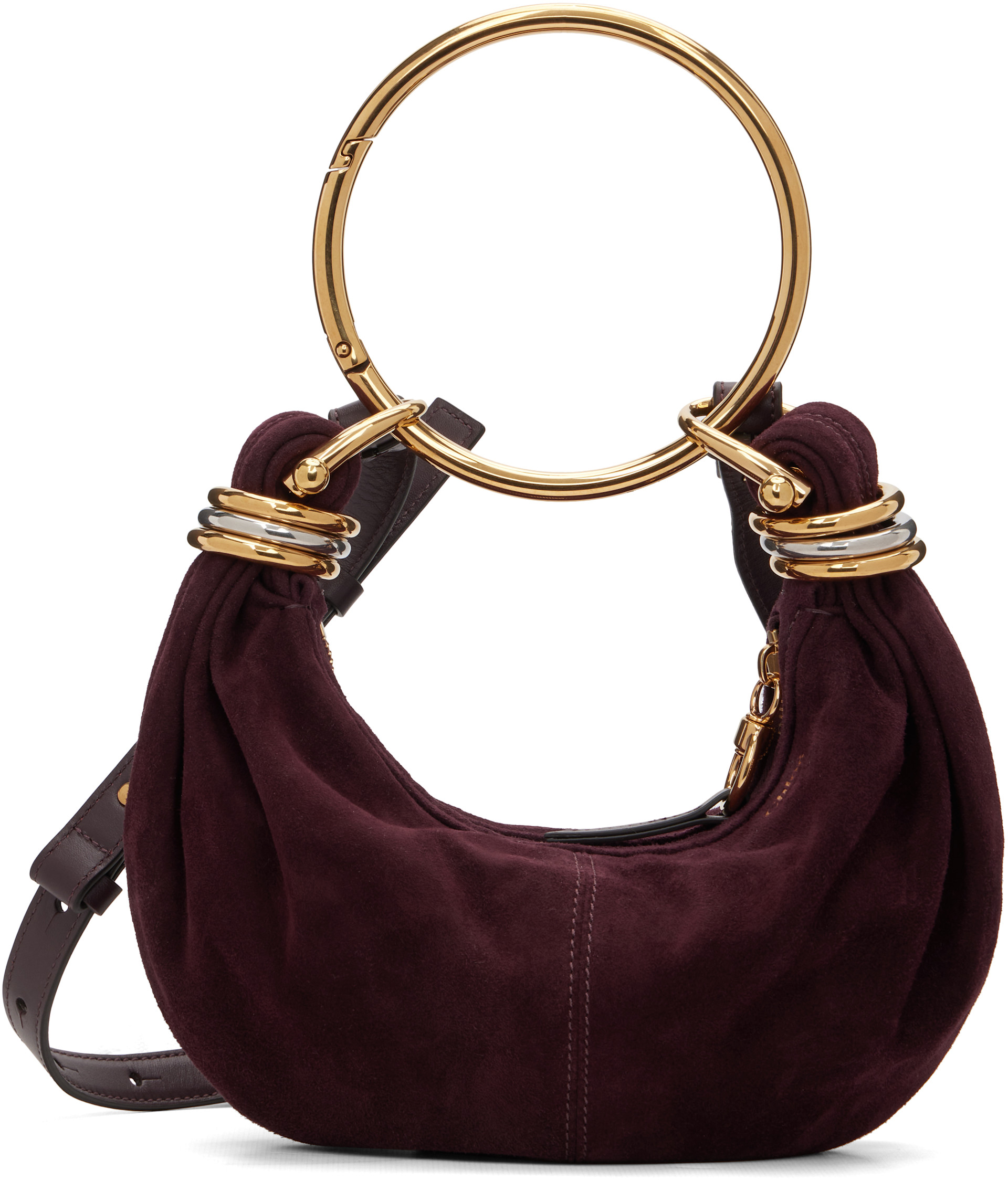 Chloé リボン チェーン ショルダーバッグ ボルドー Chloé: Burgundy Mini Bracelet Bag | SSENSE