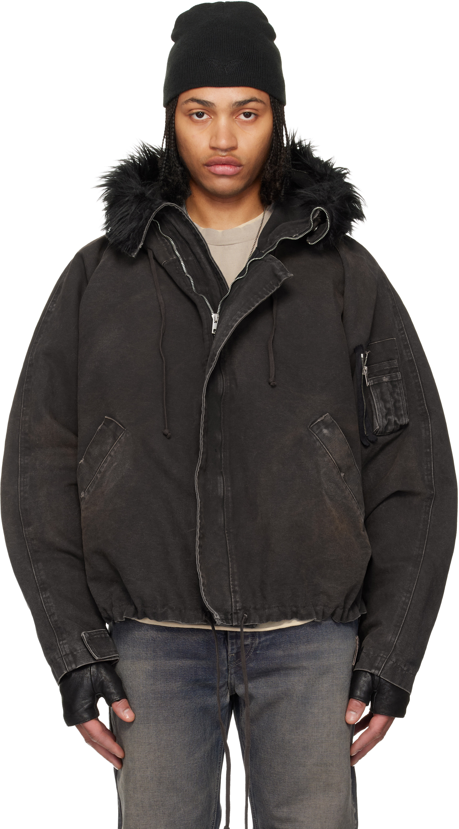 ALEXANDER DIGENOVA: Brown Helicopter Long Jacket | SSENSE Canada