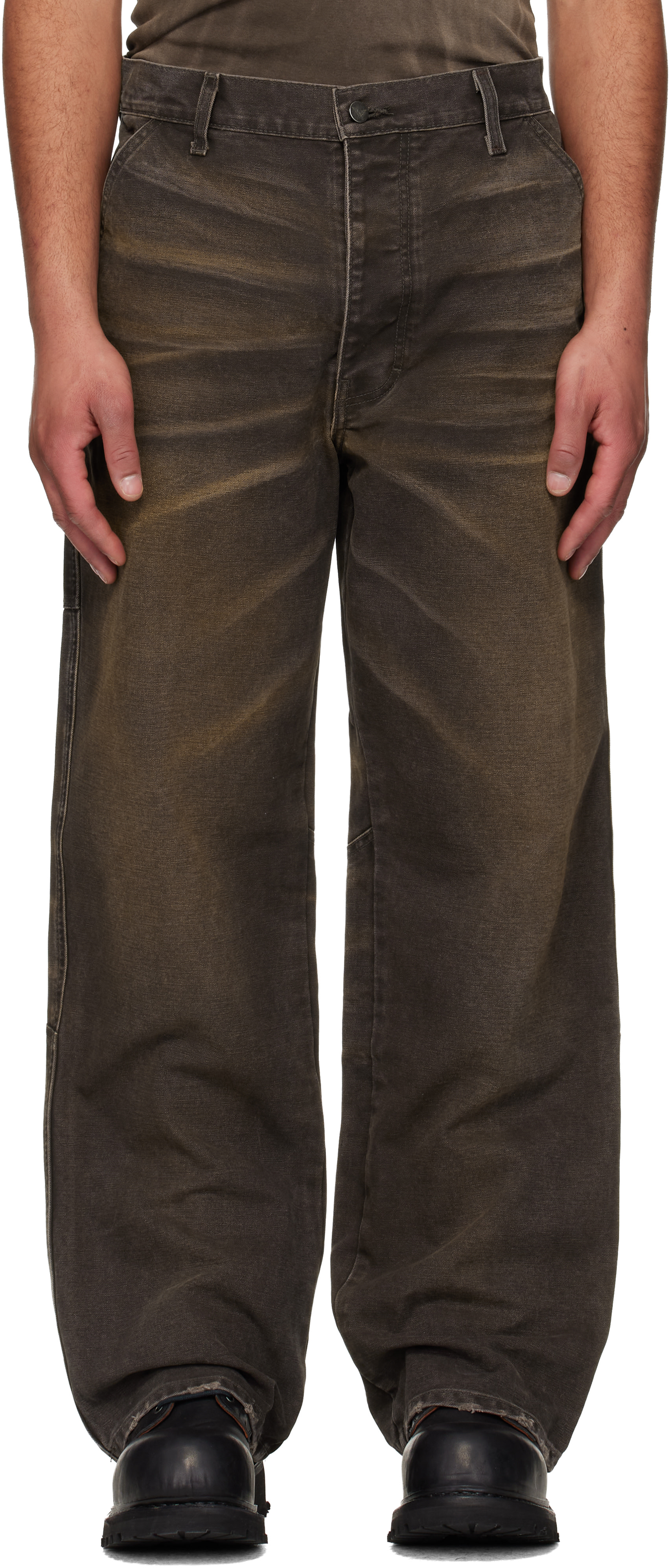 ALEXANDER DIGENOVA: Brown Underground Vintage Trousers | SSENSE