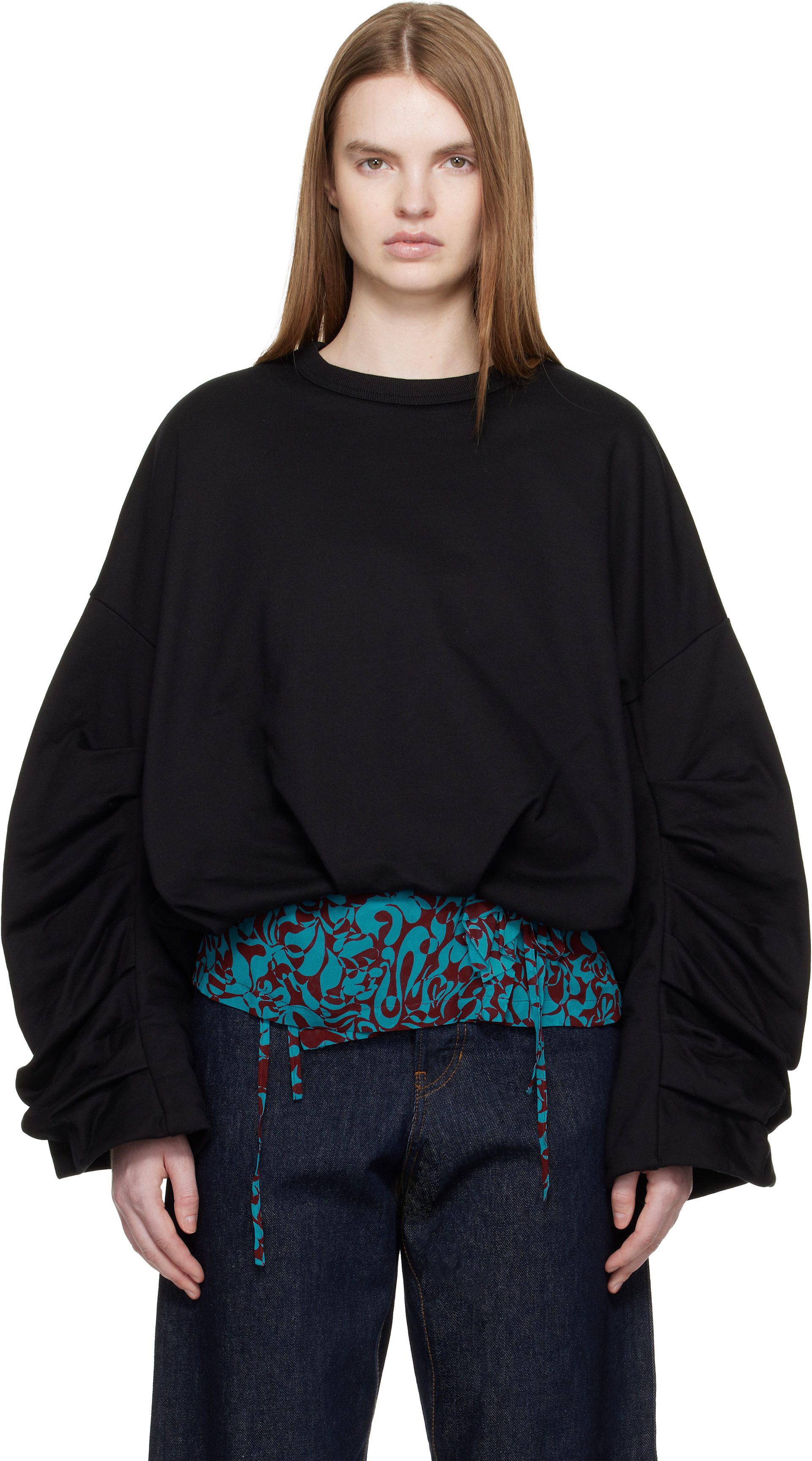 Dries Van Noten: Black Draped Sweatshirt | SSENSE