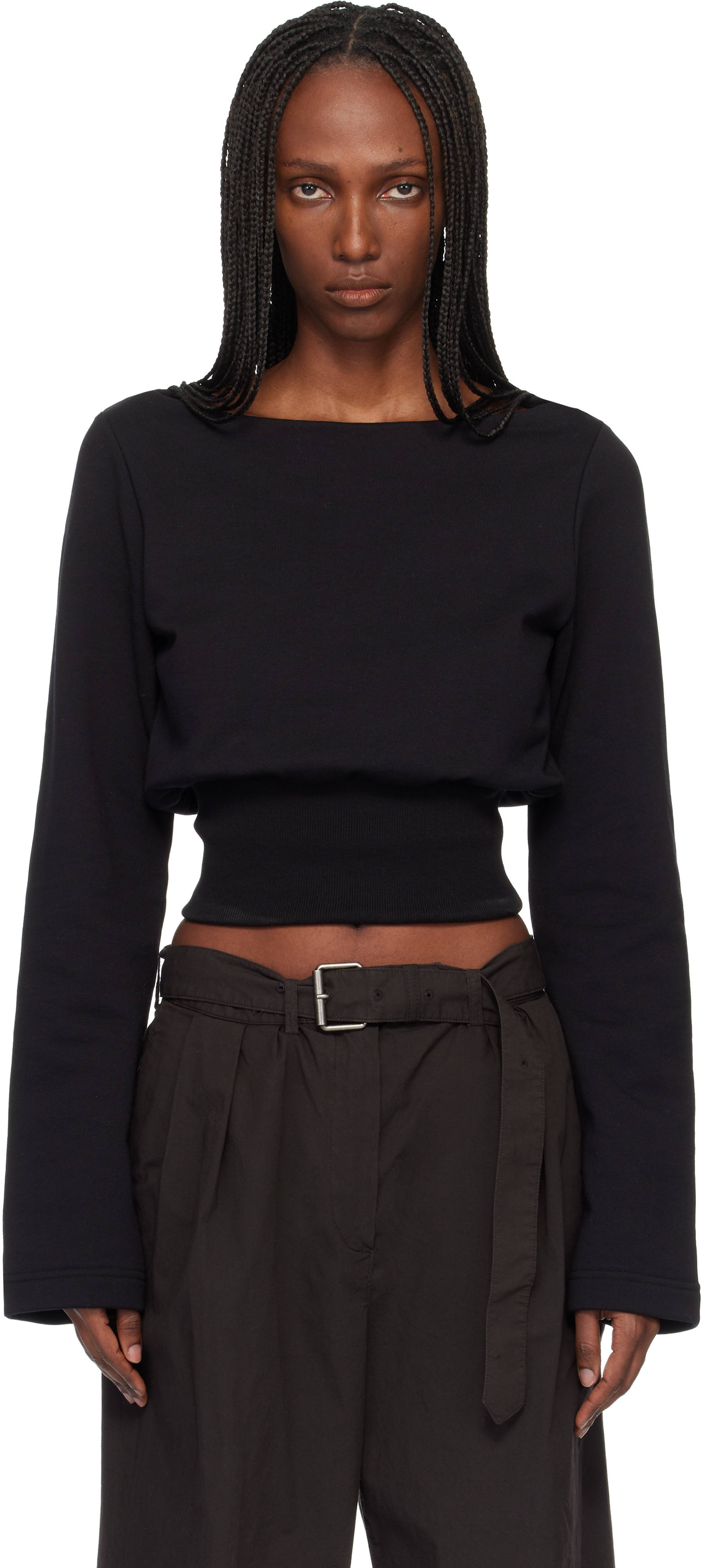 Dries Van Noten: Black Boat Neck T-shirt | SSENSE