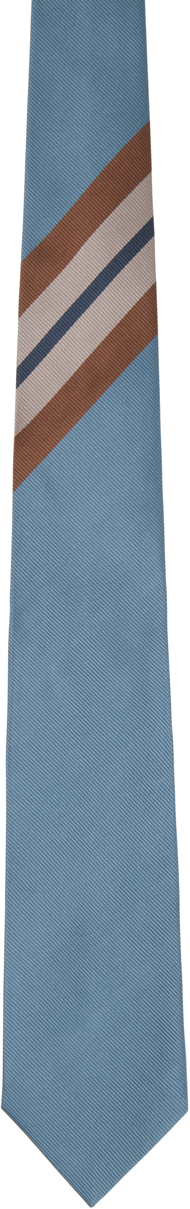 Dries Van Noten: Blue Printed Silk Tie | SSENSE