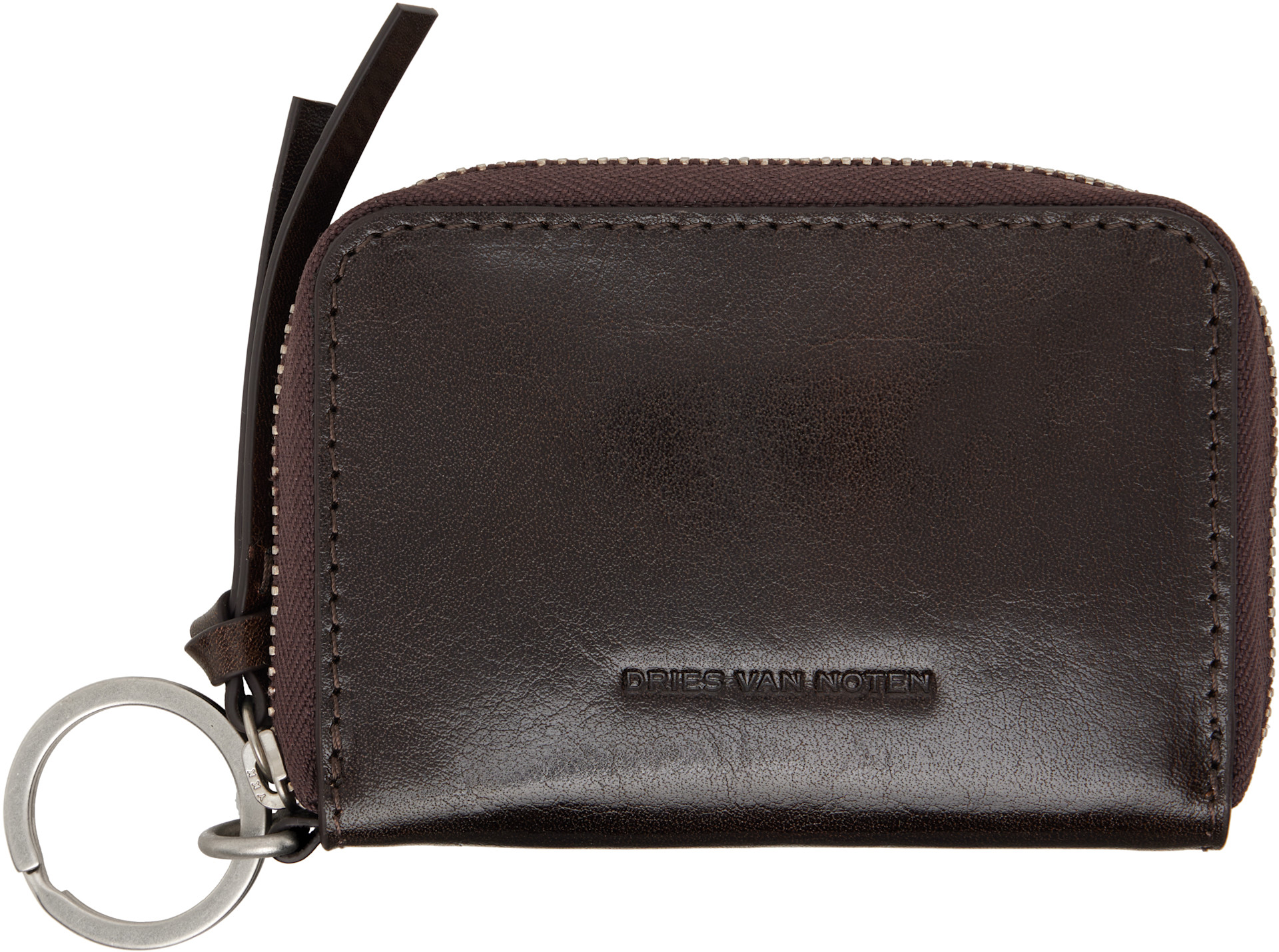 Dries Van Noten: Gray Zip Wallet | SSENSE Canada