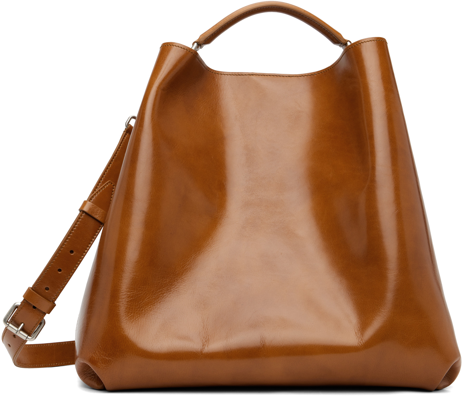 Dries Van Noten: Brown Embossed-Logo Bag | SSENSE