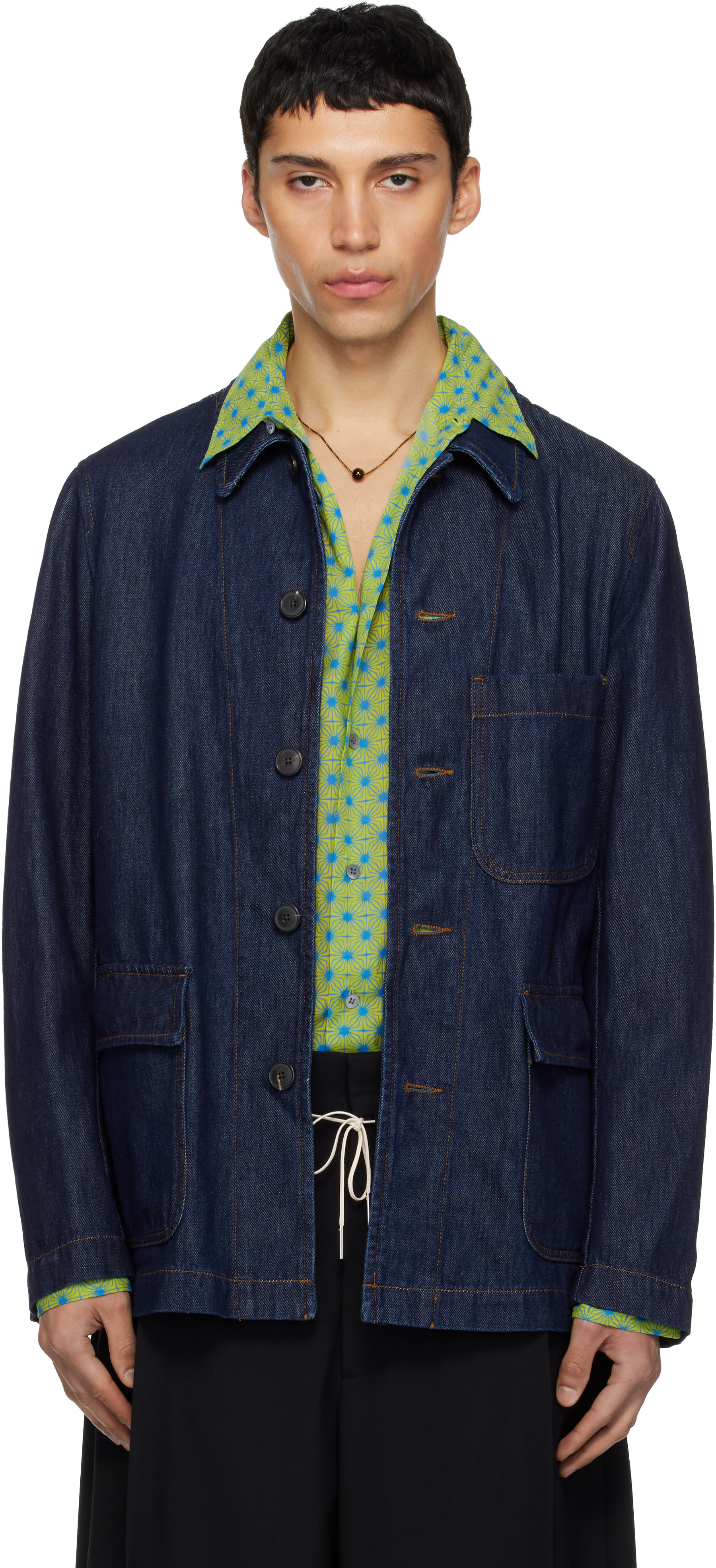 Dries Van Noten: Navy Braxton Denim Jacket | SSENSE