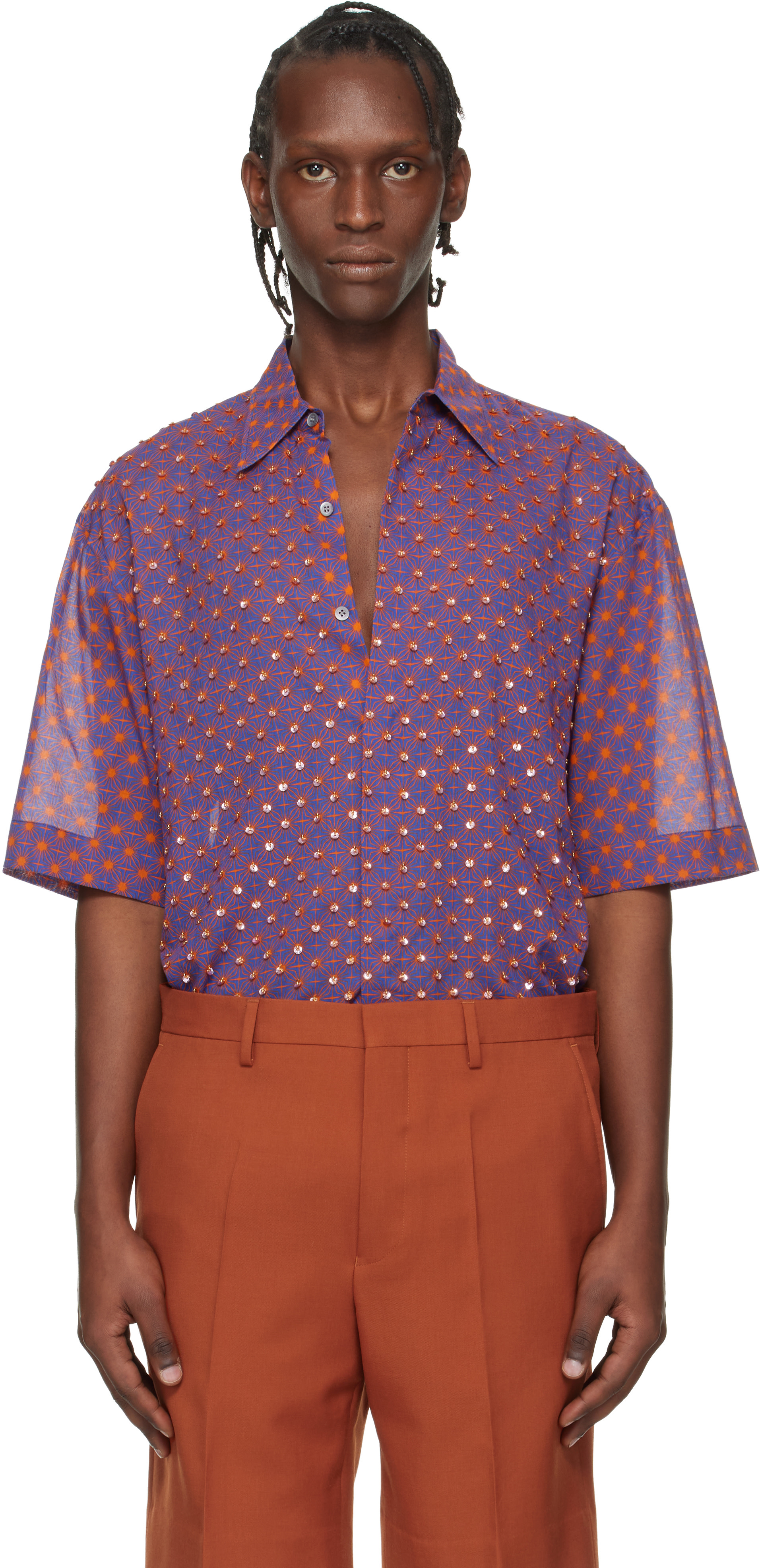 Dries Van Noten: Purple Sequinned Shirt | SSENSE