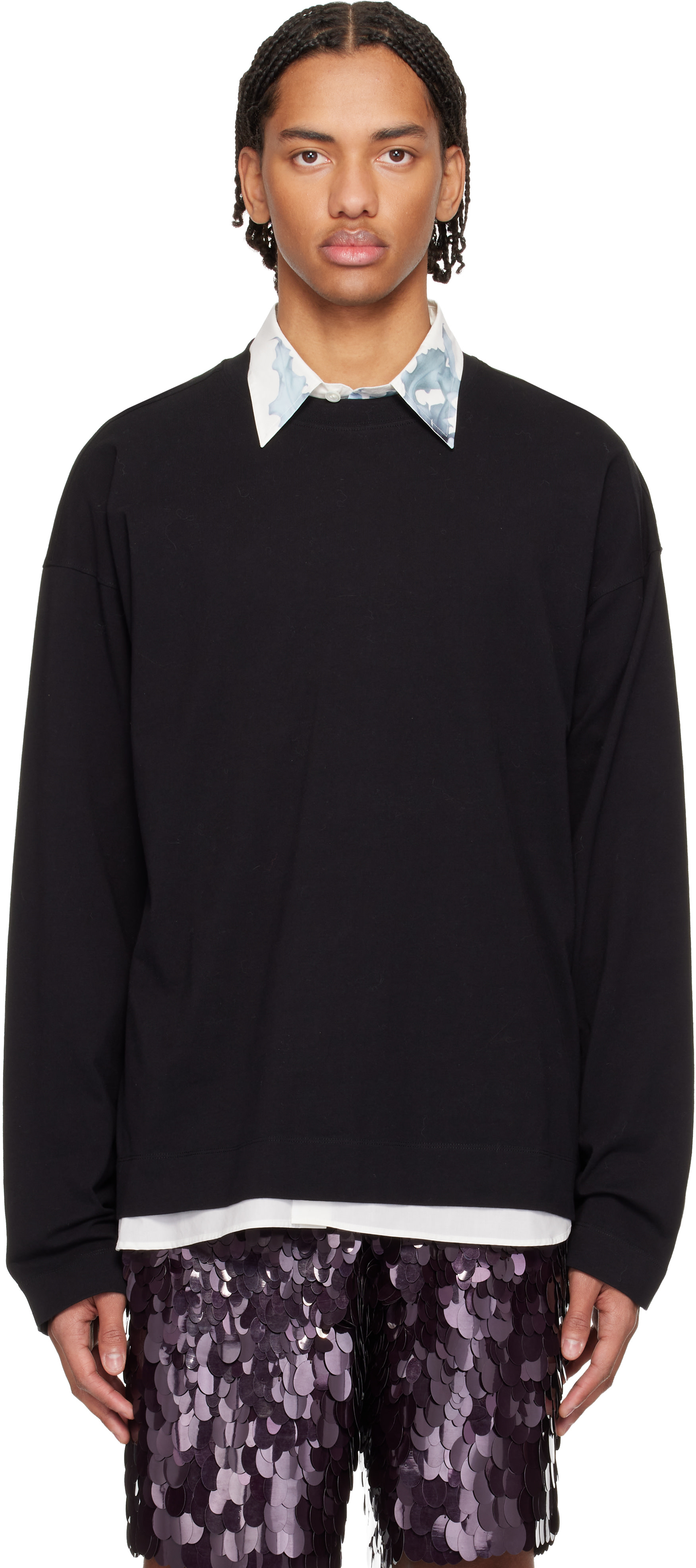 Dries Van Noten: ブラック ドロップショルダー Tシャツ | SSENSE 日本