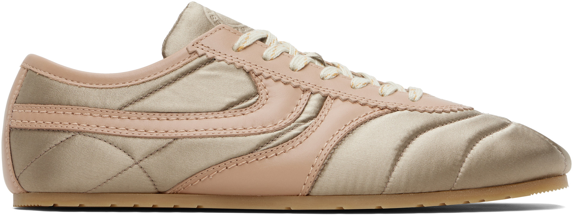 Dries Van Noten ベルベットサンダル ピンクベージュ★本日SALE Dries Van Noten: Taupe & Pink Satin Sneakers | SSENSE