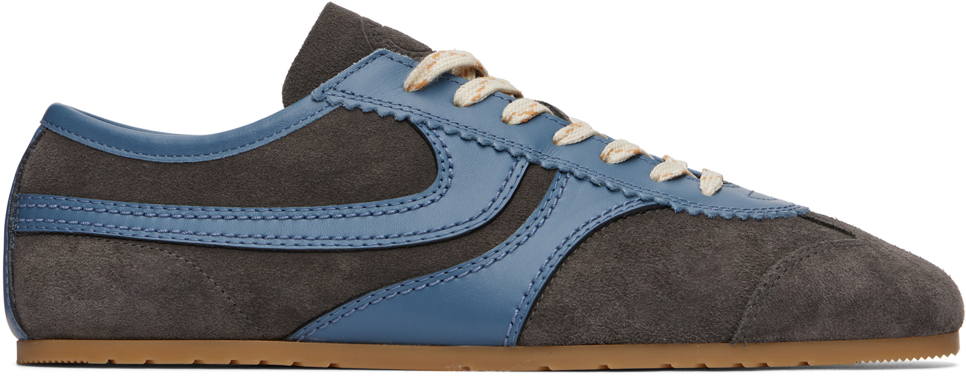 Dries Van Noten: Blue & Gray Suede Sneakers | SSENSE
