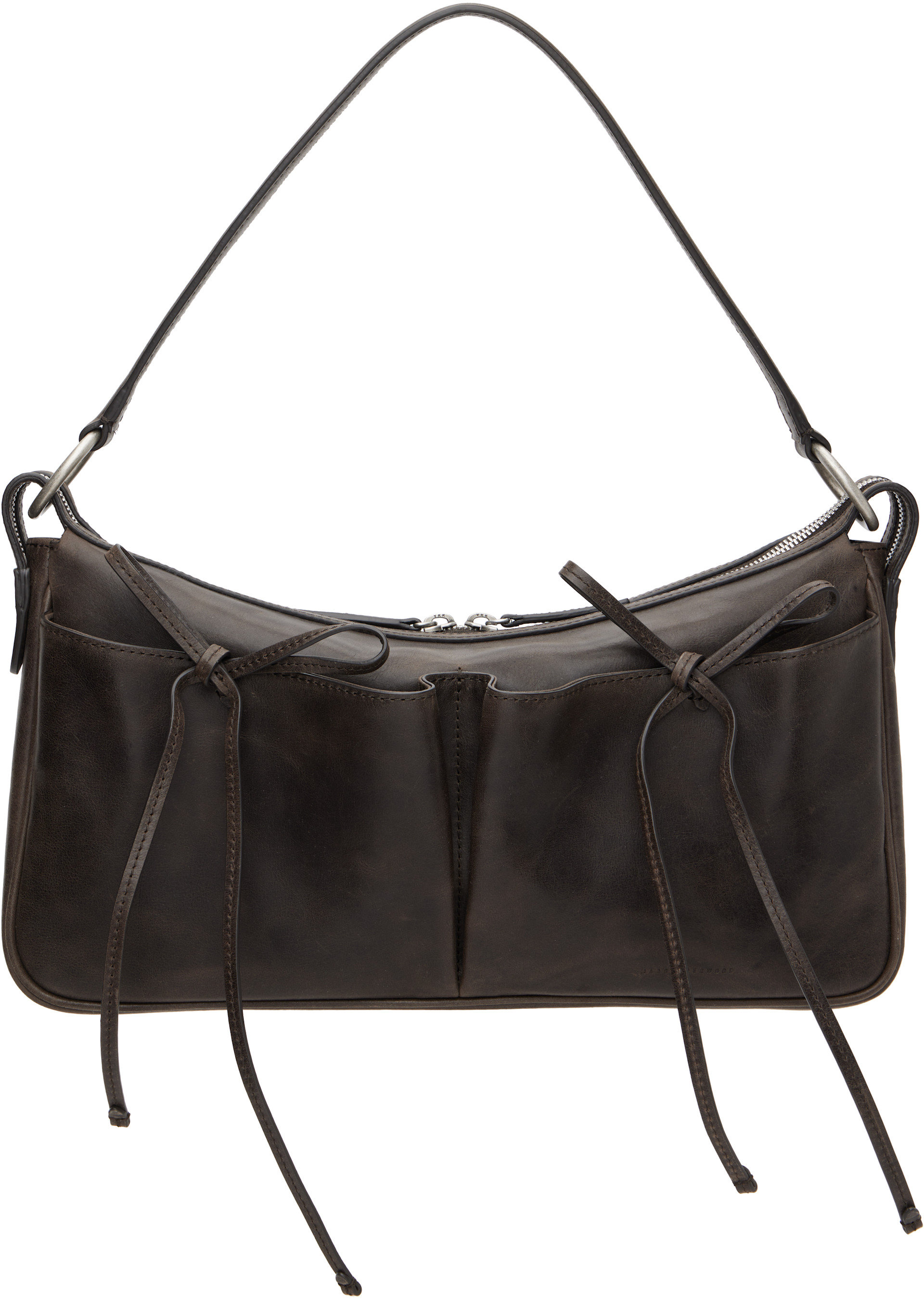 m♥　ny RIBBON POCHETT MARGESHERWOOD: Brown Ribbon Pochette Large Bag | SSENSE