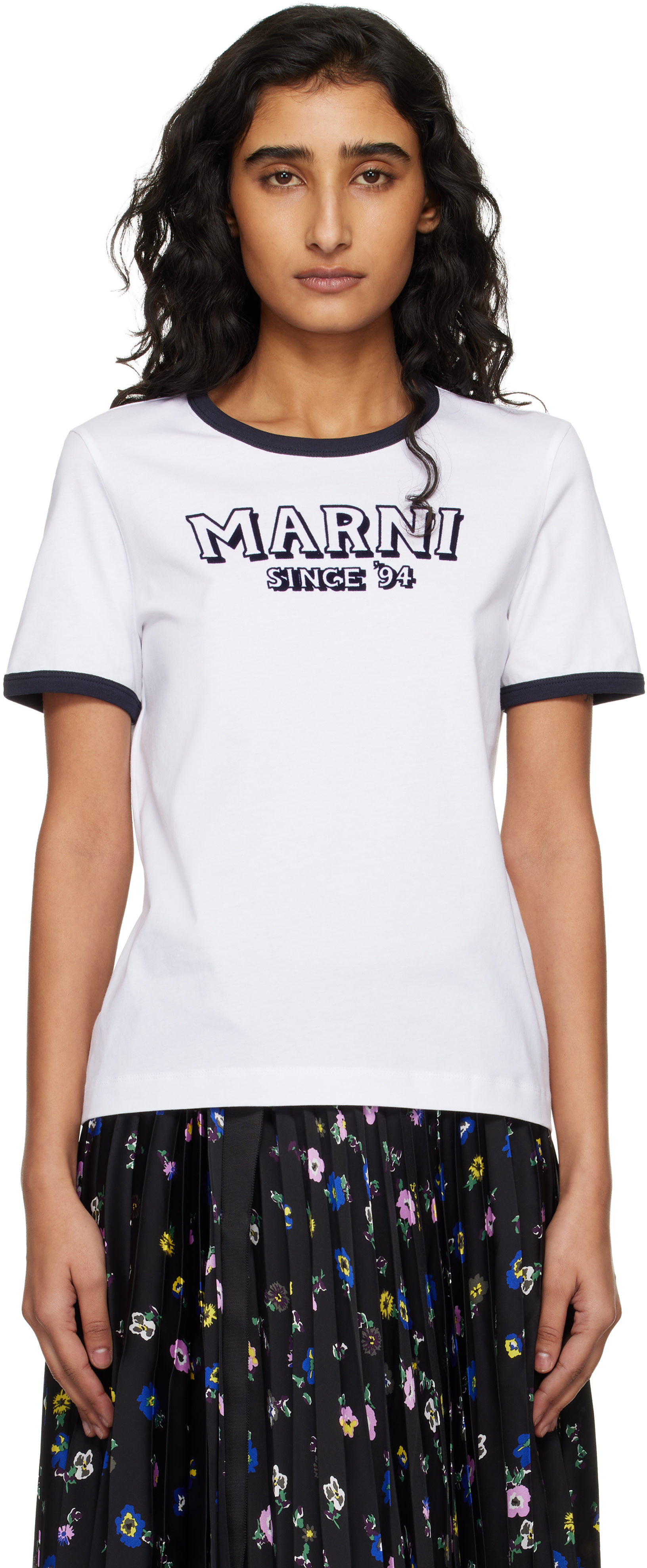 Marniのホワイト フロック プリント ジャージ Tシャツがセール中