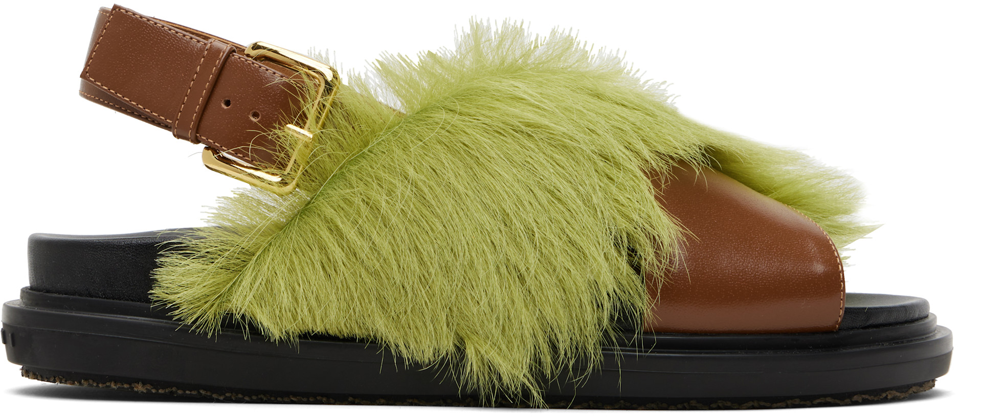 Marni: Green & Brown Fussbett Sandals | SSENSE