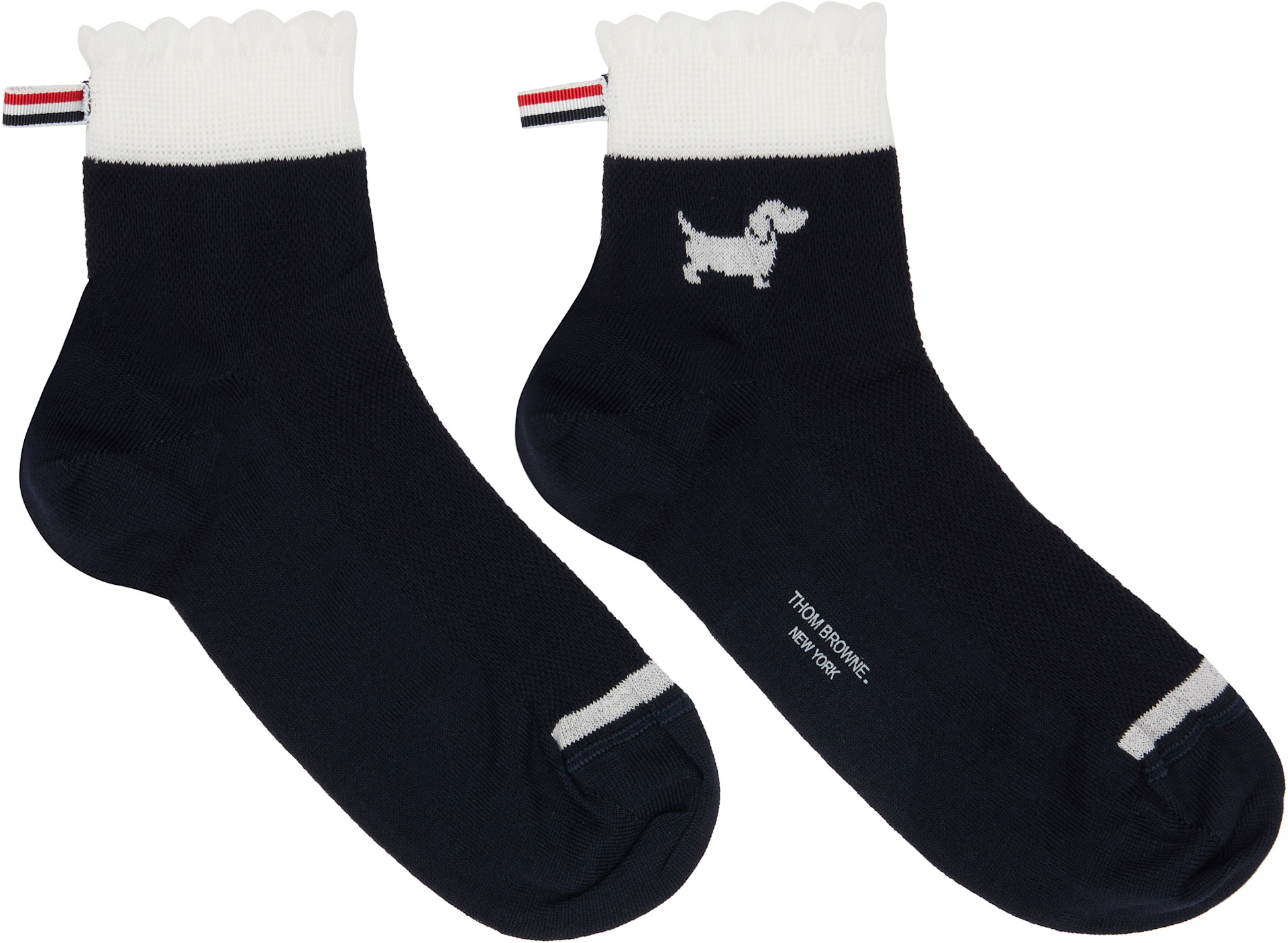 Thom Browne: ブラック ステッチ Hector Crew ポインテール ソックス