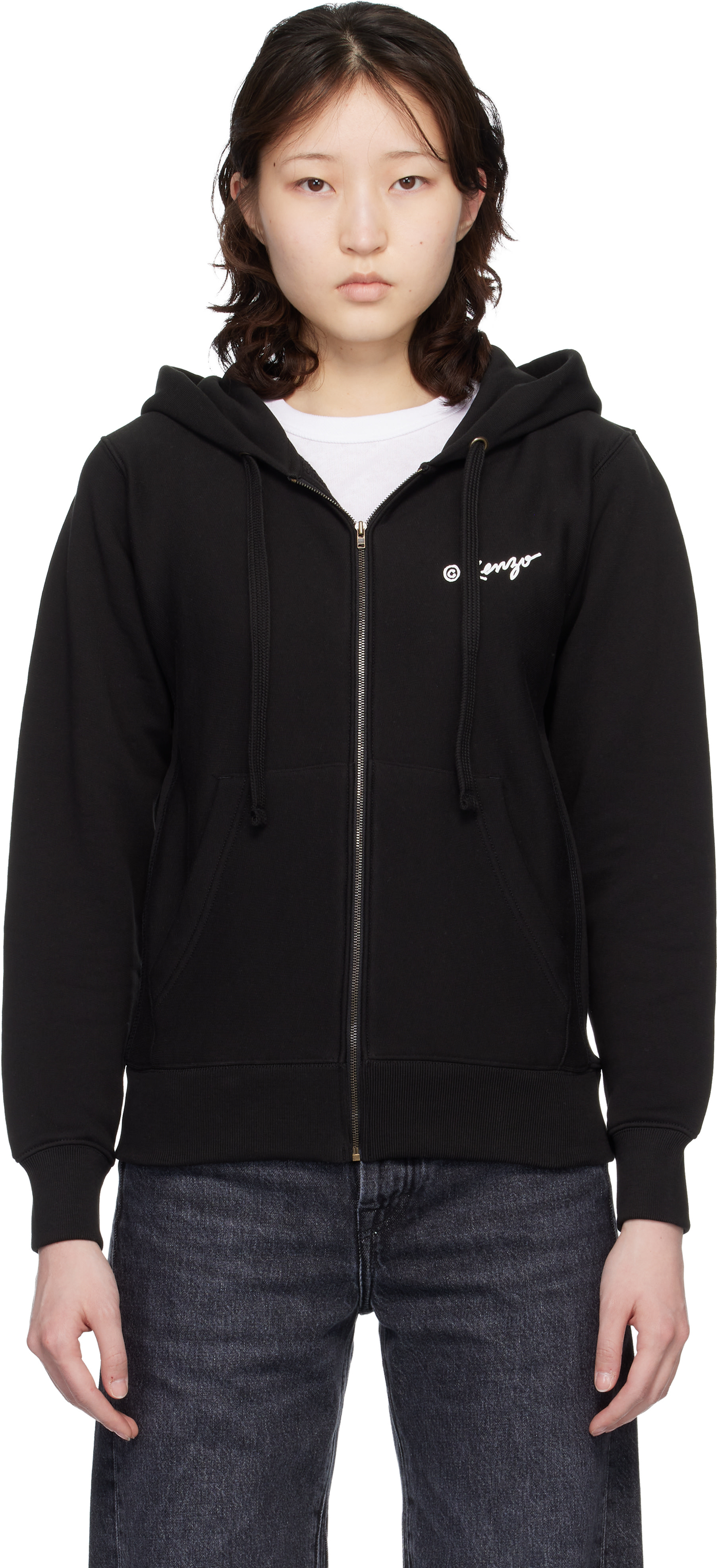 Kenzo: Black Kenzo Paris 'KENZO Wild Tiger' Zip Up Hoodie | SSENSE