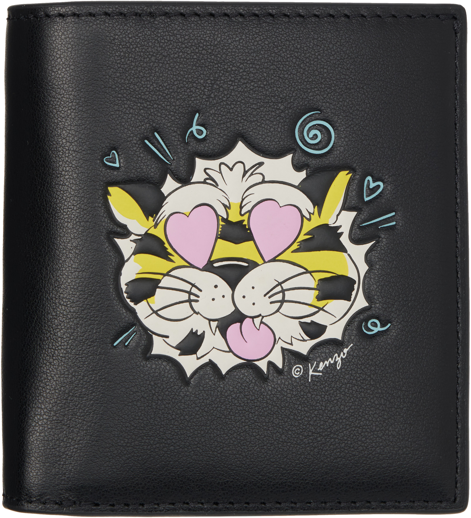 Kenzo: ブラック Kenzo Paris 'KENZO Wild Tiger' ミニ 二つ折り財布