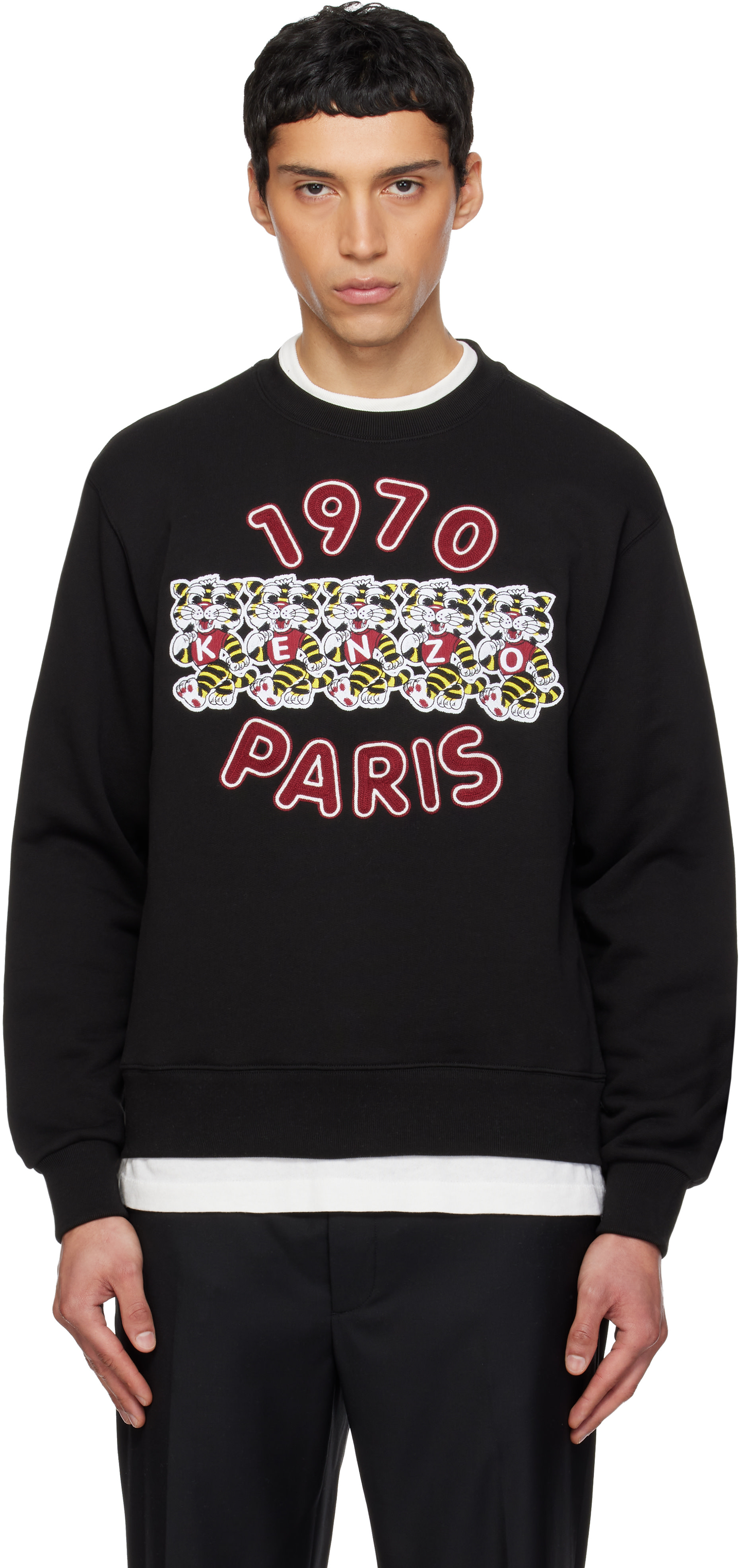 Kenzo: Black Kenzo Paris 'KENZO Wild Tiger' Embroidered Sweatshirt