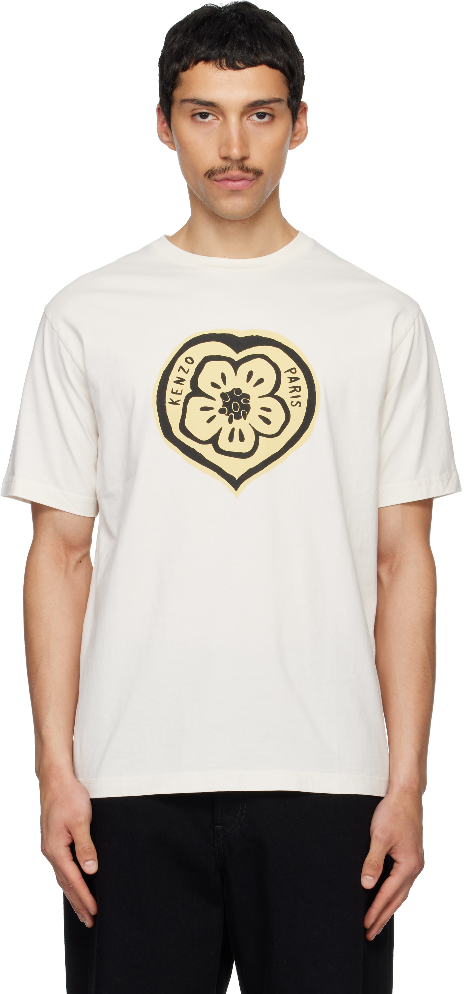 Kenzo: Off-White Kenzo Paris 'KENZO Boke Heart' T-shirt | SSENSE