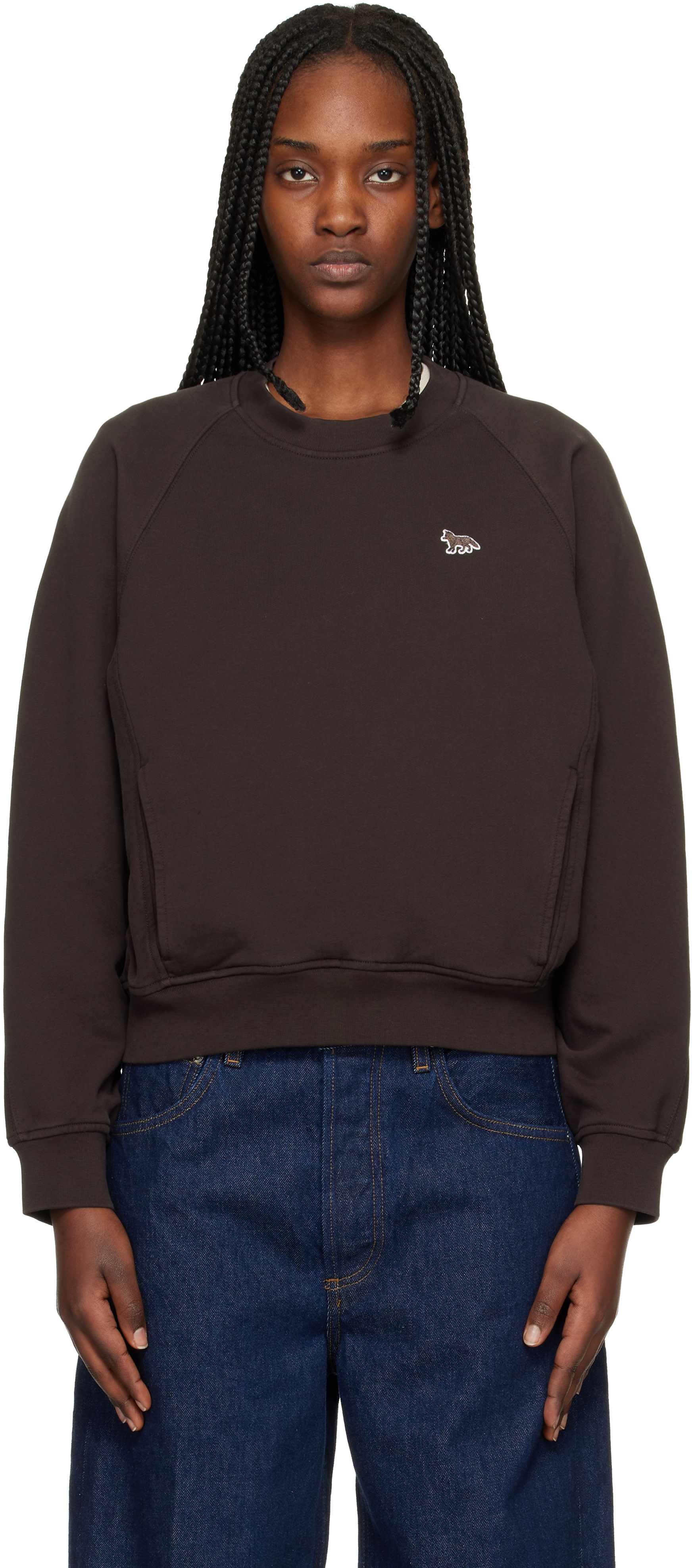 MAISON KITSUNÉ ブラック ニットポロ S MAISON KITSUNÉ Fox Head Wool Ribbed Polo Sweater | Men | SVD