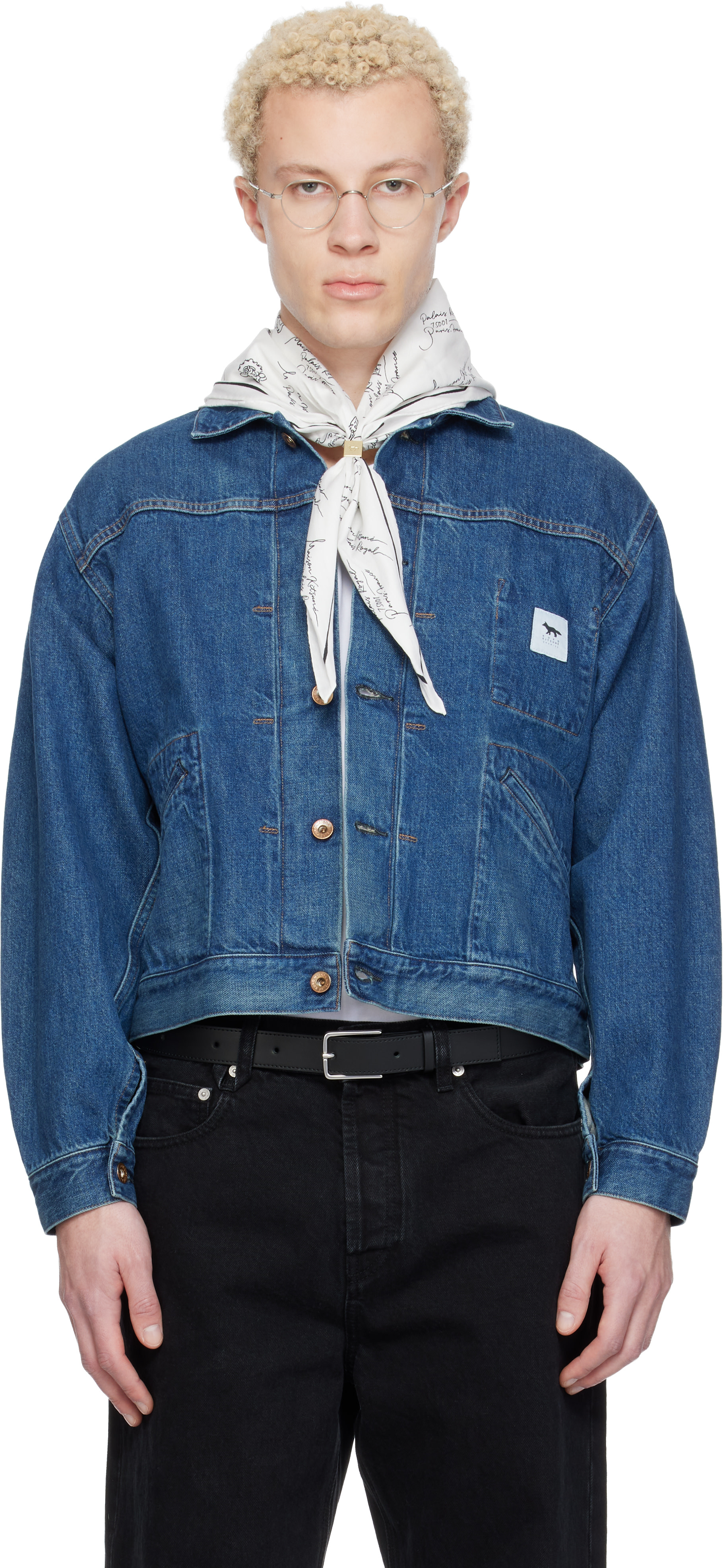 Maison Kitsuné: Blue KURO Edition Selvedge Voyage Denim Jacket