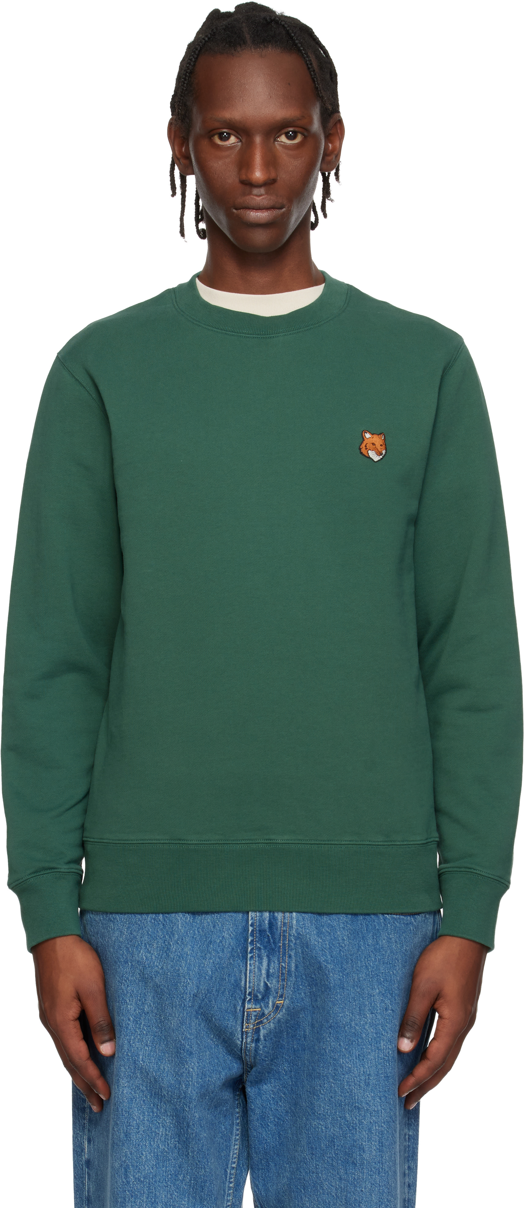 Maison Kitsuné: Green Fox Head Regular Sweatshirt | SSENSE