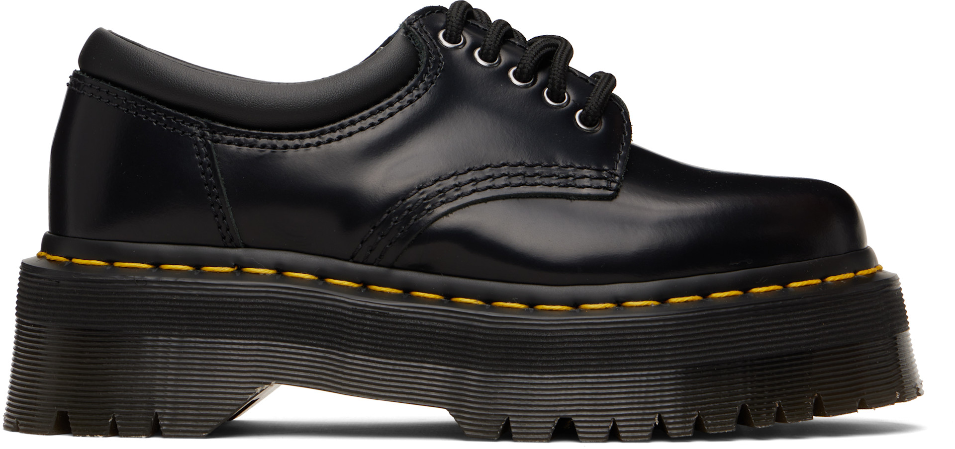 Dr. Martens: Black 8053 Leather Platform Casual Derbys | SSENSE Canada