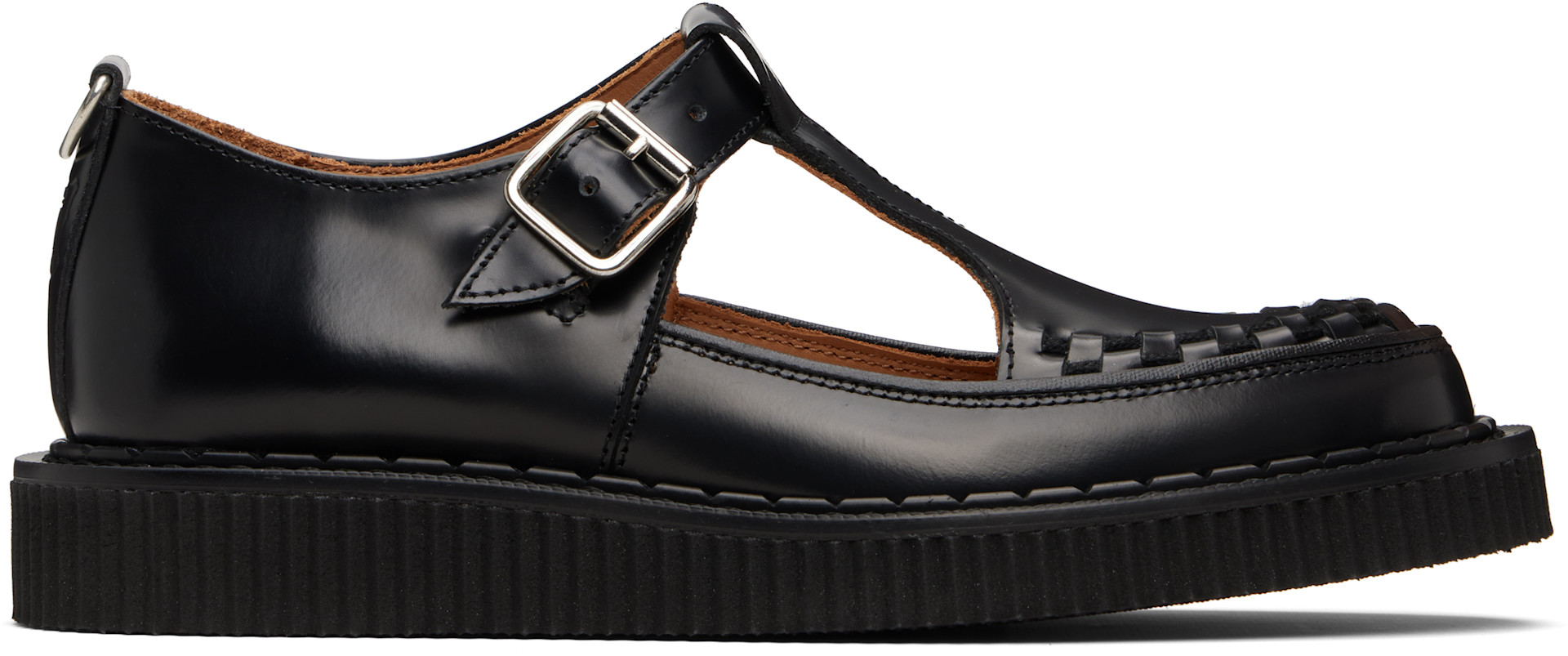 George Cox: Black Hatton T-Bar Sandal Loafers | SSENSE