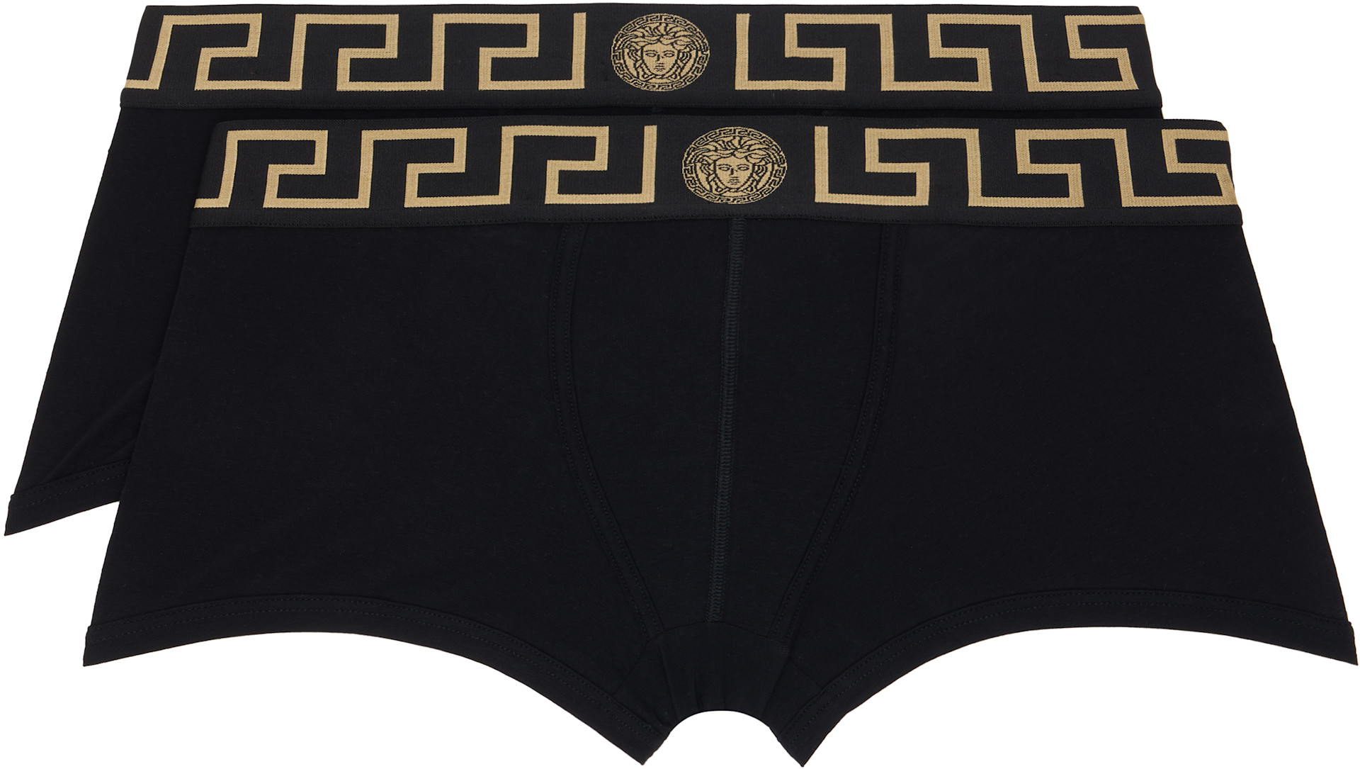 Versace: Two-Pack Black Cotton-Jersey Boxer Briefs | SSENSE