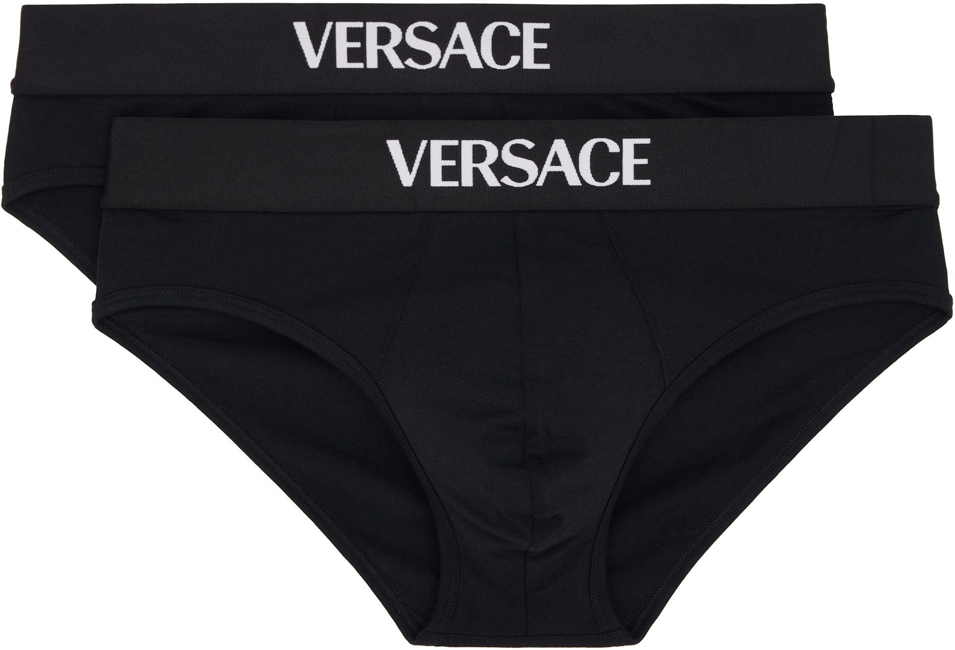 Versace: Two-Pack Black Cotton-Jersey Briefs | SSENSE