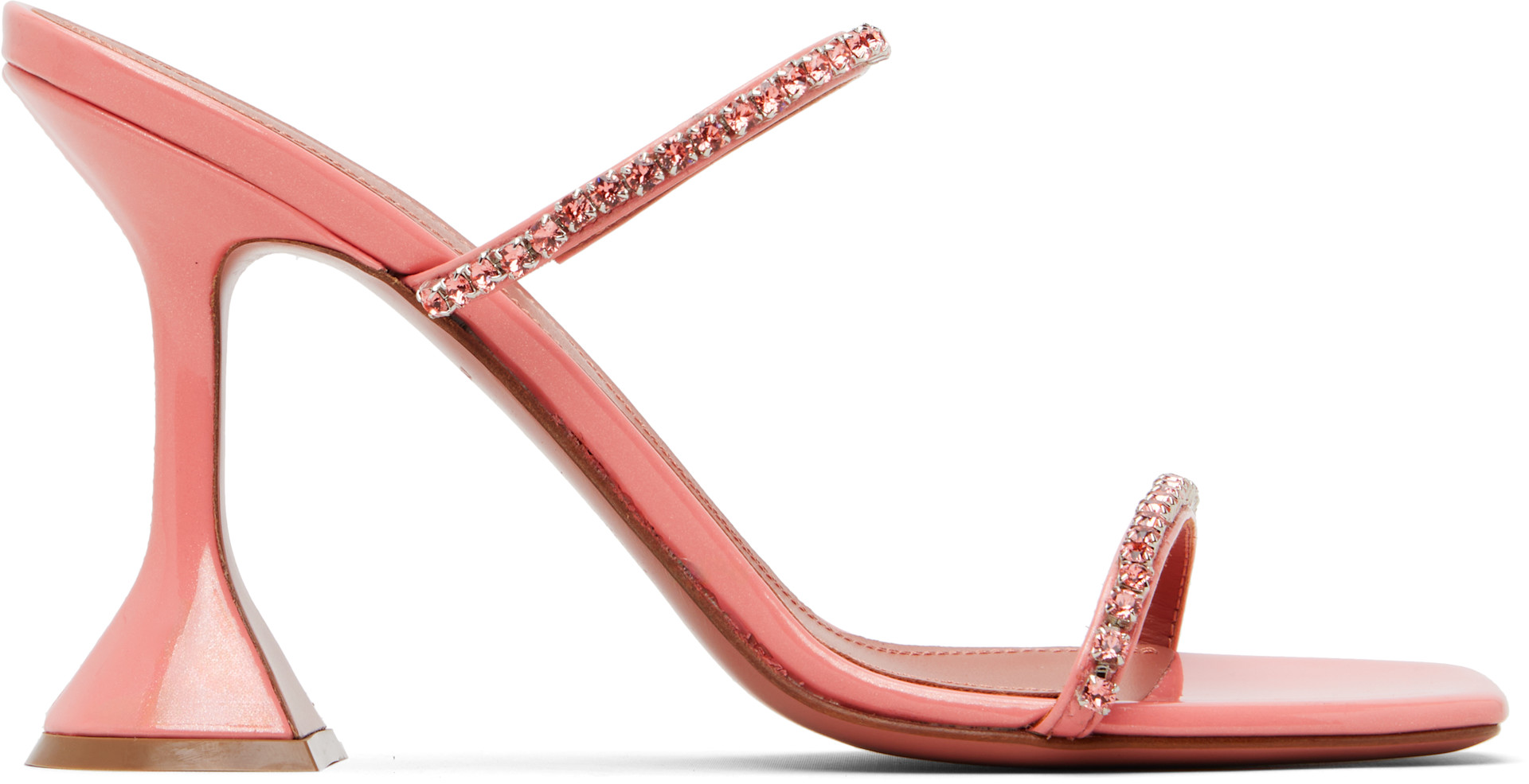 Amina Muaddi: Pink Gilda Slipper 95 Heeled Sandals | SSENSE