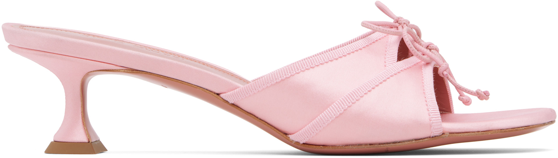 Amina Muaddi: Pink Eleonora Slipper 45 Heeled Sandals | SSENSE