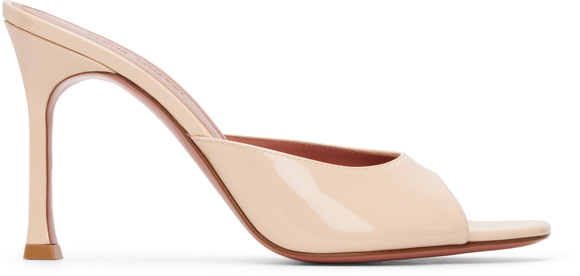 Amina Muaddi: Beige Alexa Slipper 95 Heeled Sandals | SSENSE