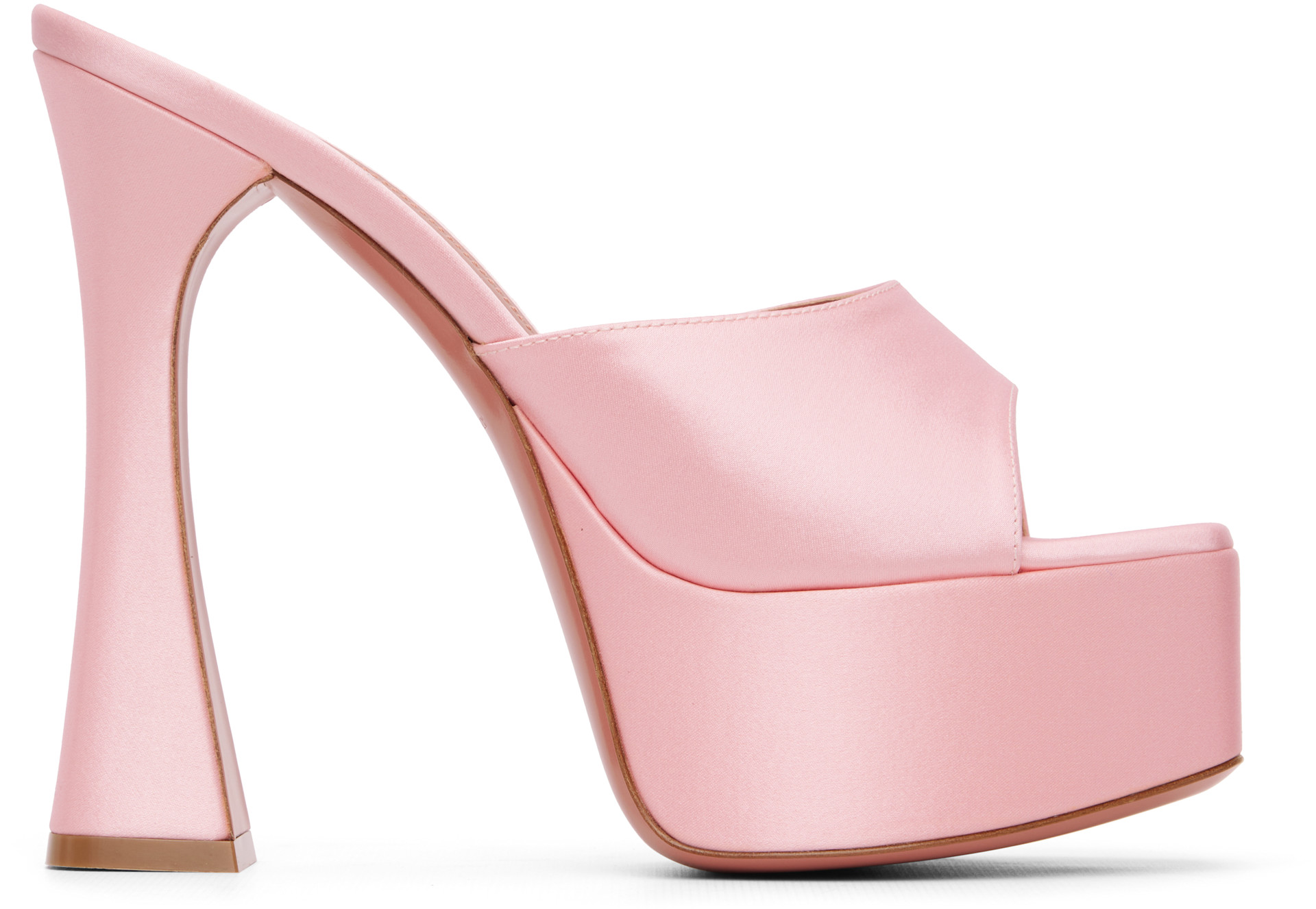 Amina Muaddi: Pink Dalida Plateau Slipper 140 Heeled Sandals | SSENSE