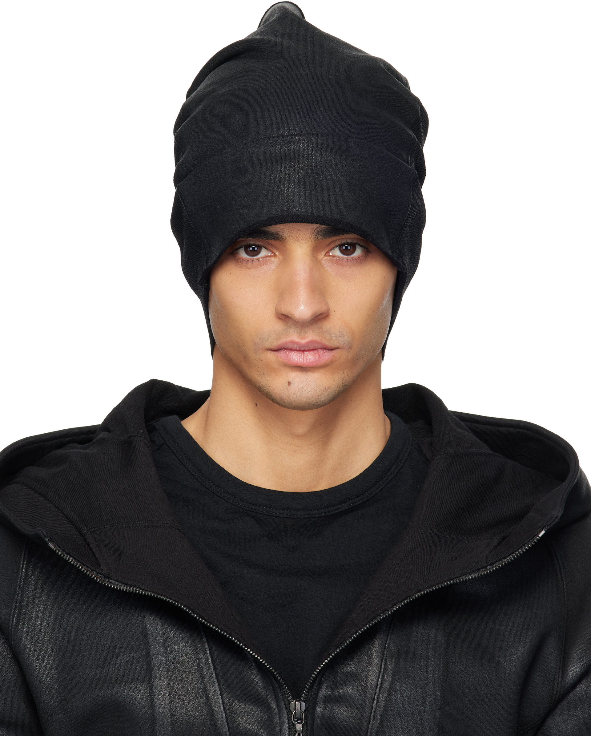 帽子 JULIUS 937ACU6 Black / Tube Cap 26ss Julius: Black 937ACU6-C Tube Beanie | SSENSE UK