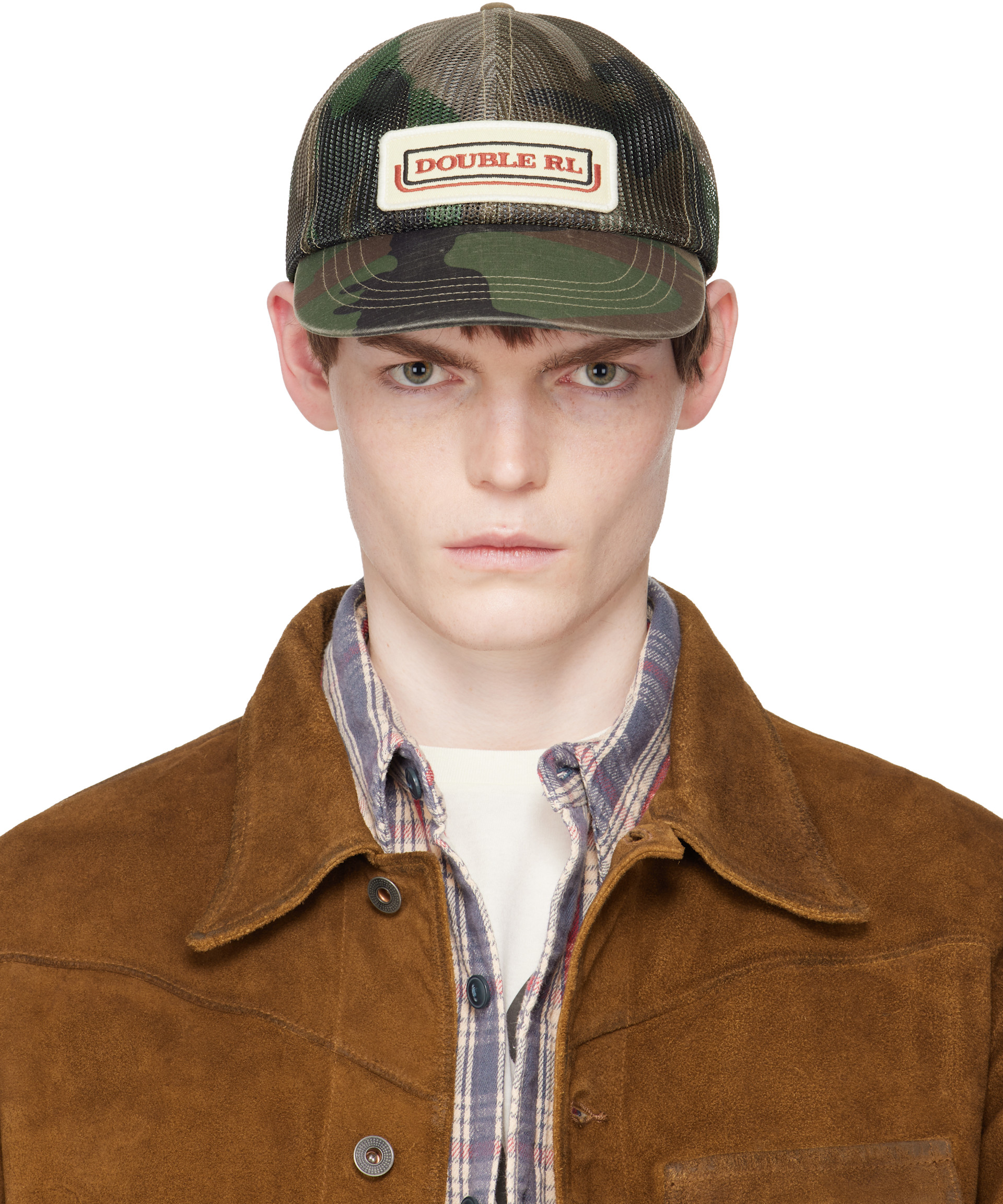 RRL: カーキ ロゴパッチ 迷彩 メッシュ トラッカーキャップ | SSENSE 日本