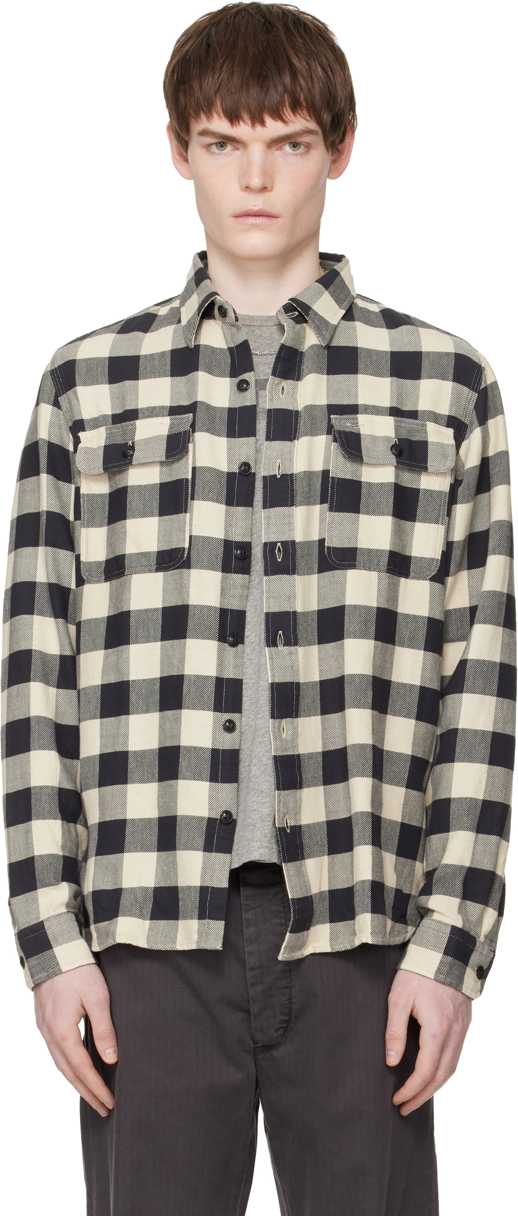 RRL: ブラック＆オフホワイト バッファローチェック ツイル ワーク